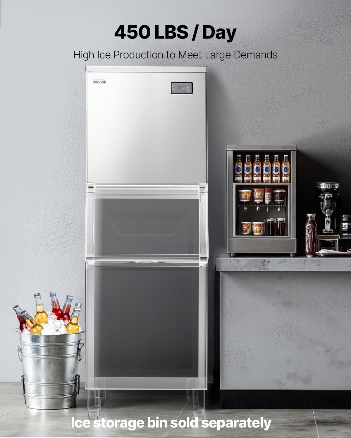 VEVOR Commercial Ice Maker Machine – Head 450 lbs/Day Self-Cleaning Ice Maker