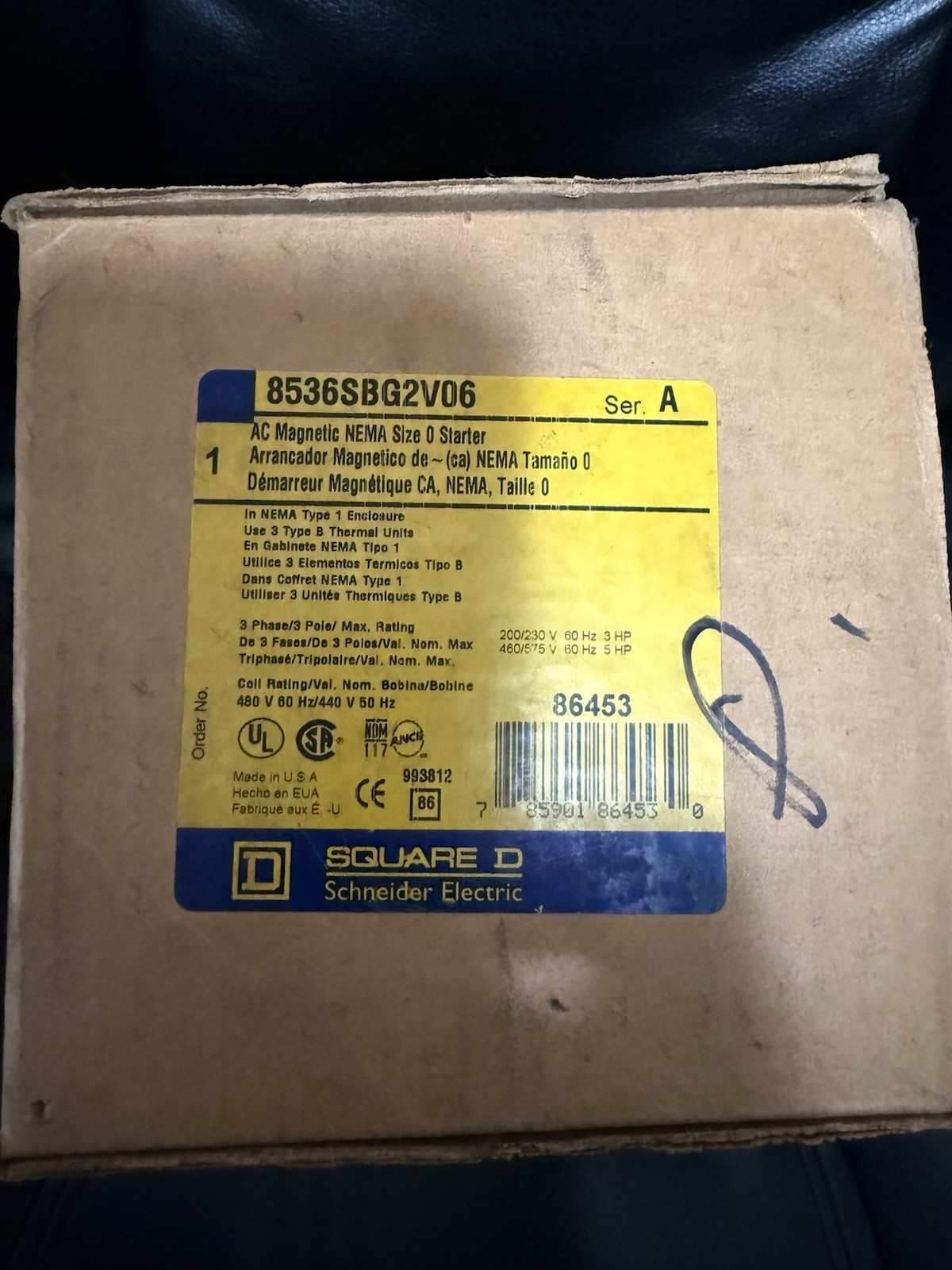 SQUARE D 8536SBG2V06 SER. A 480/440V NEW IN BOX