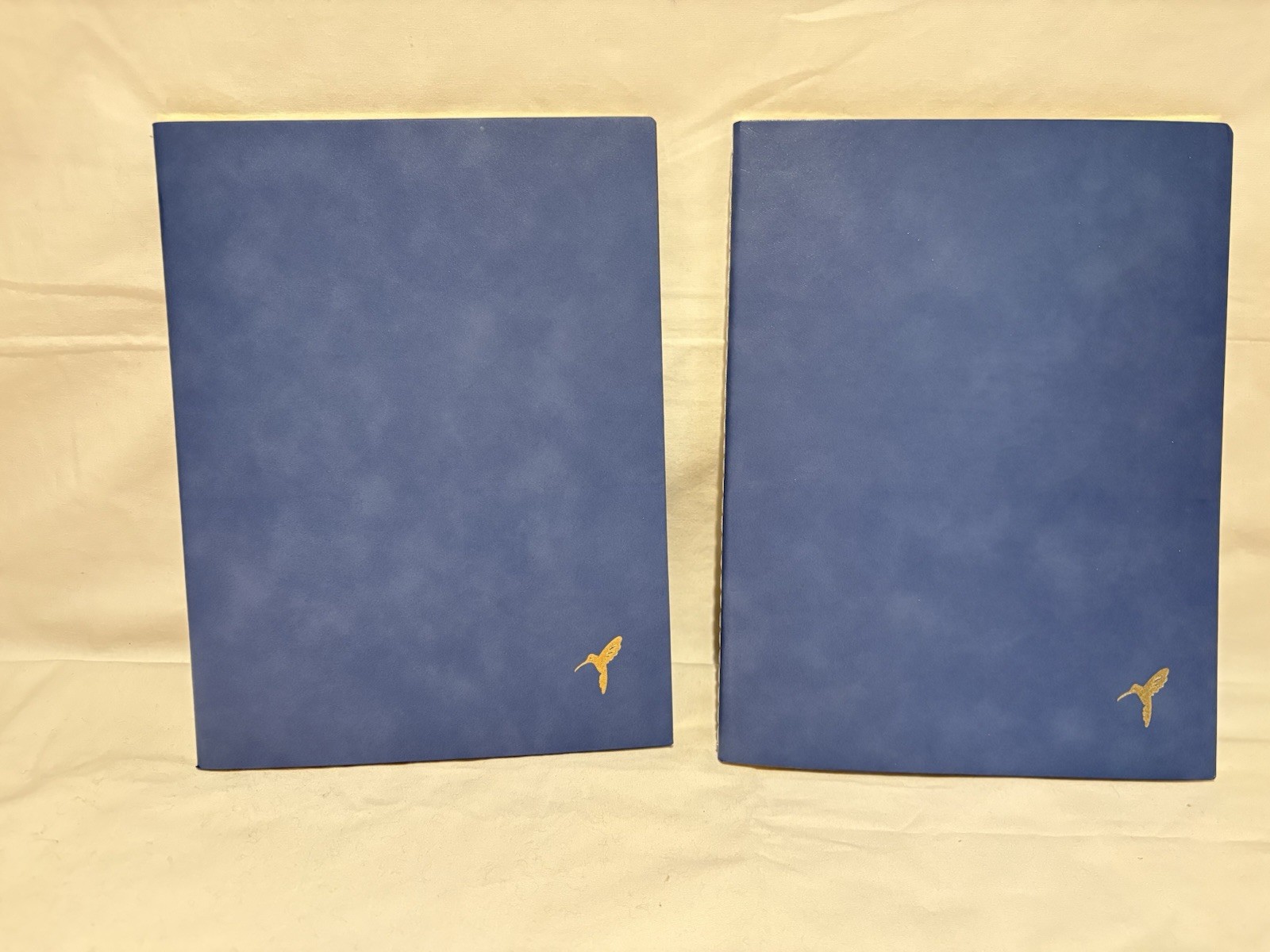 Papyrus Set of 2 Stitched Journals, 80 Lined Pages Blue Gold Bird Accent GIFT