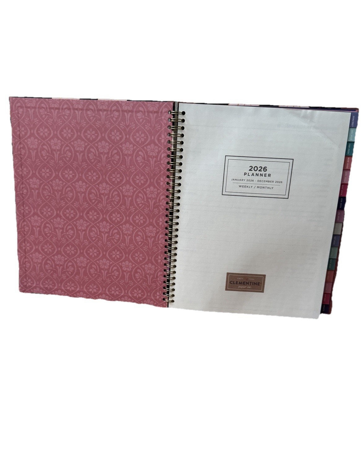 2026 Clementine 12 month Planner Peach/ Pink Floral Planner size 8×6.5” Small