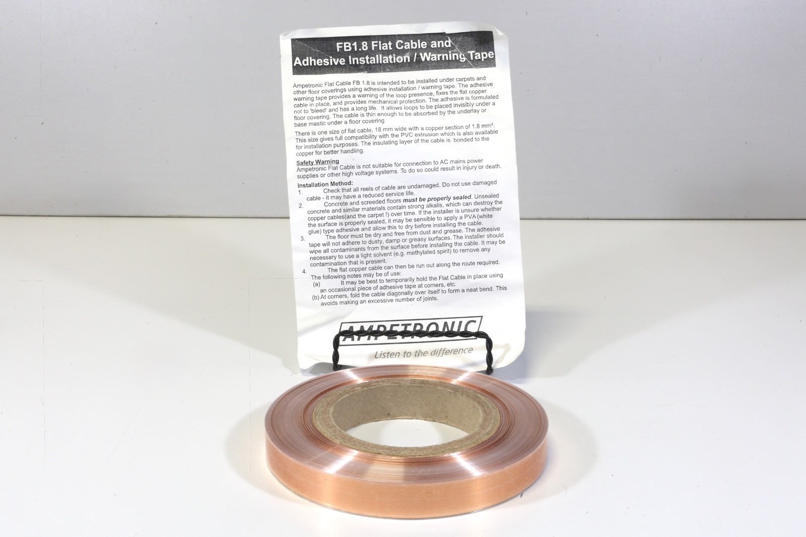 Ampetronic FB1.8 Flat Insulated Copper Cable – 1.8 square mm, 164′ 50m Open box