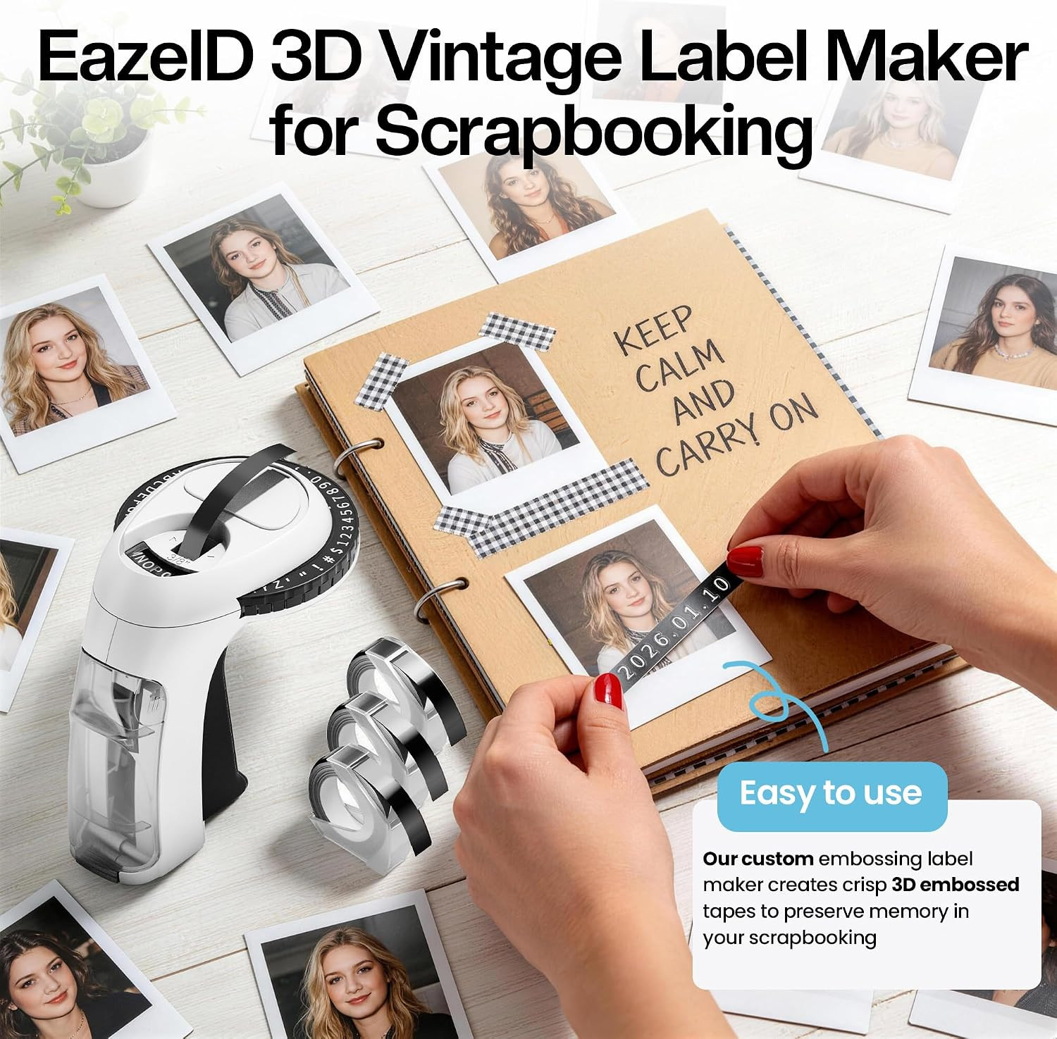 Embossing Label Maker Machine with Tapes, Manual Embossed Label Maker Retro, Vin