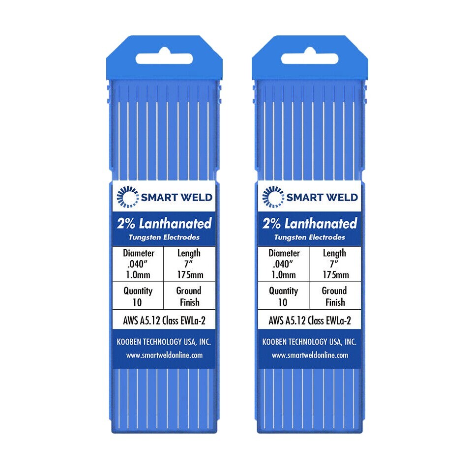 2% Lanthanated TIG Welding Tungsten Electrodes .040″ Blue EWLa-2 WL20 20 pack