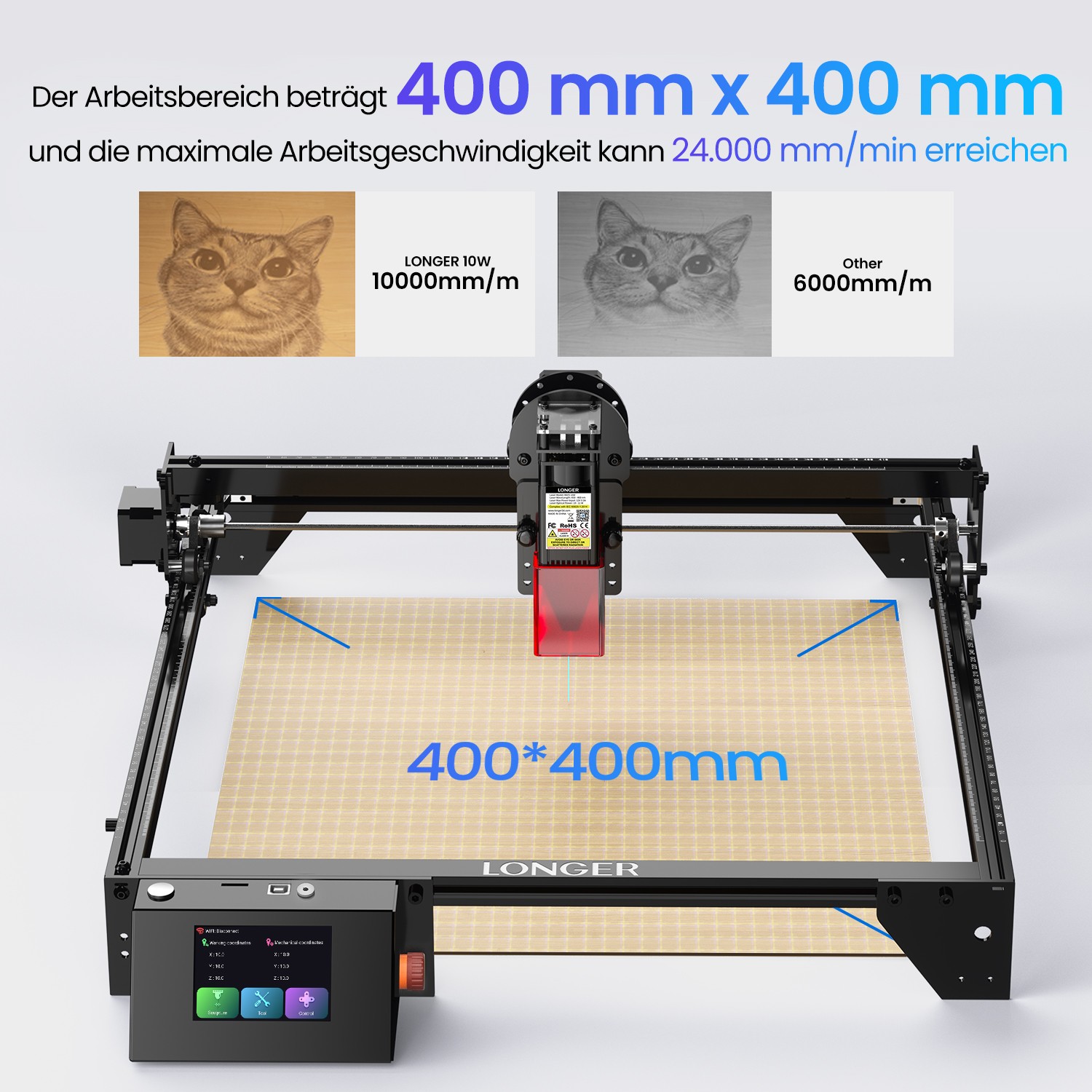 Longer 10W Laser Engraver Machine, 24000mm/min, Laser Cutter🔥-Free Used Air kit