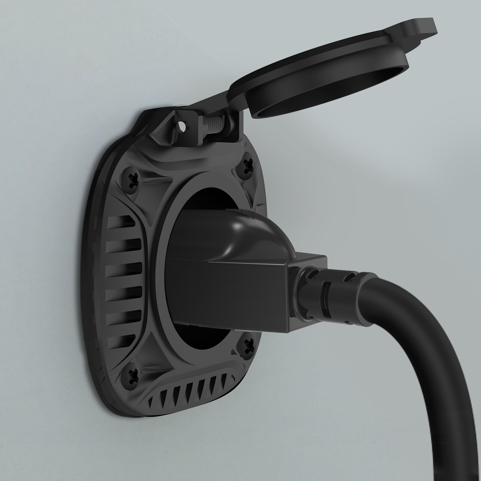 15 Amp 125V AC Power Inlet Port Plug Integrated 20″ Cord For Boat Trucks Trailer