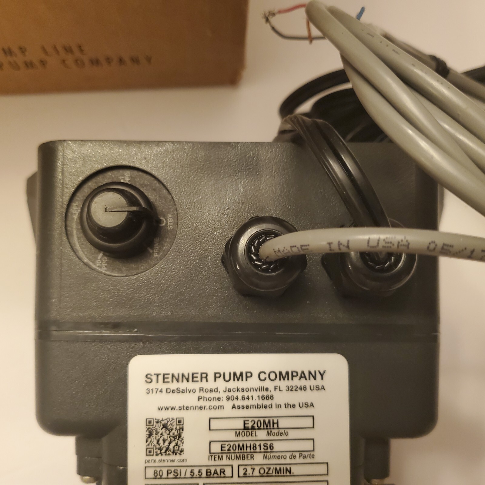 «New» STENNER PUMP E20FXBA2S6 With Cable & Class 2 Power Unit 80PSI 2.7 Oz./min