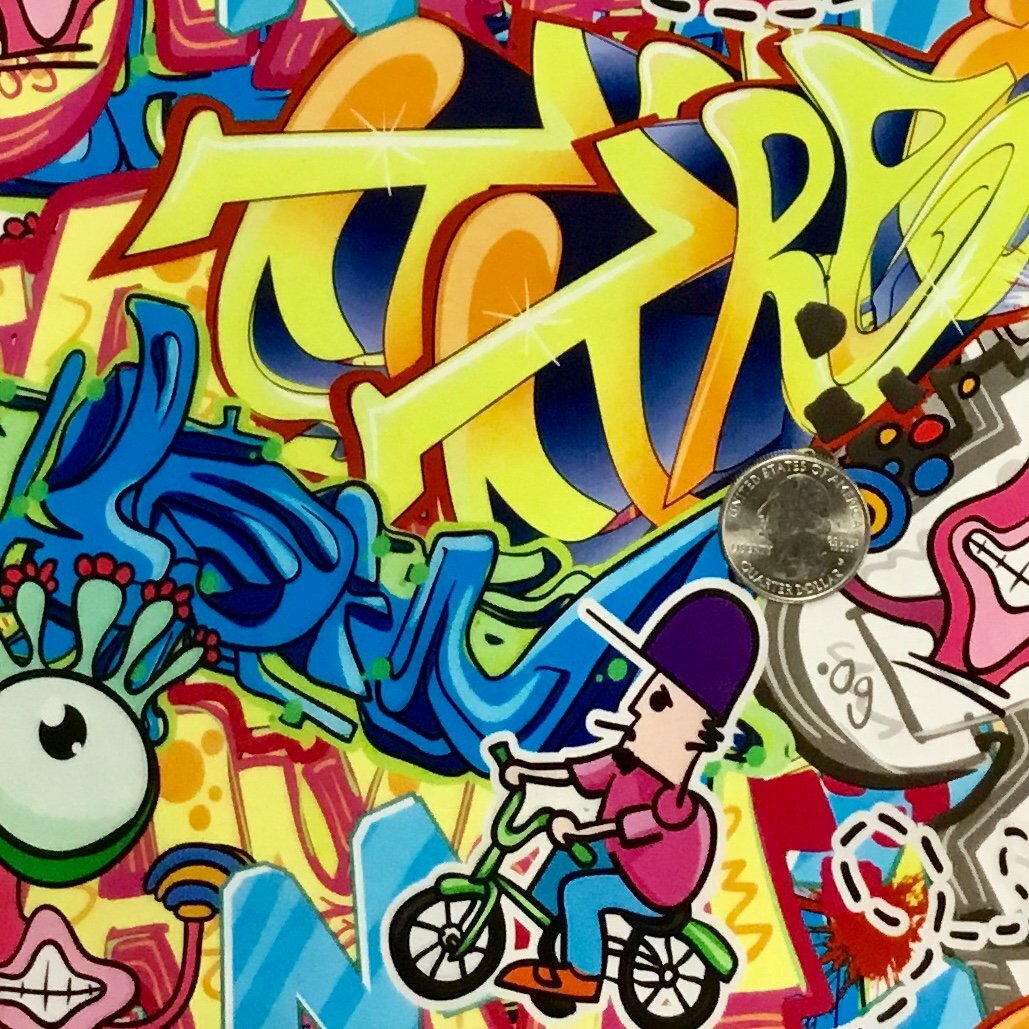 Hydrographic film Cartoon Graffiti hydro dipping 7′ x 20″ hydro dip