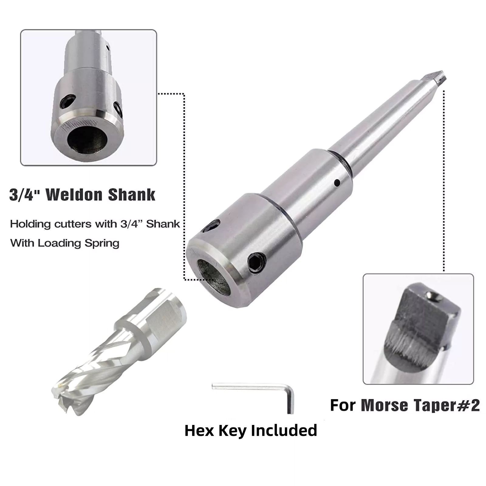 MT2 to 3/4» Weldon Shank Adapter Industrial Tool For Annular Cutter Arbor