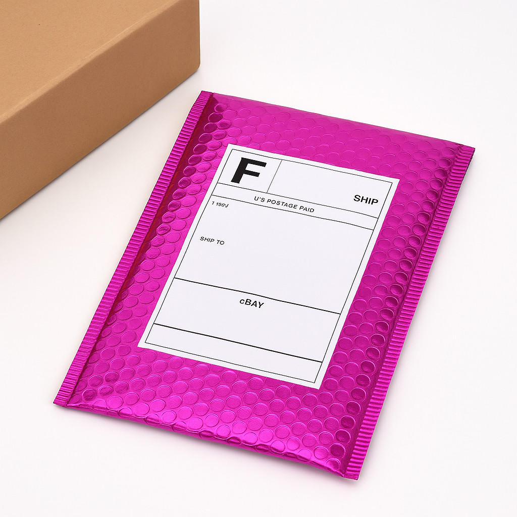 Metallic Pink Poly Bubble Mailers Envelopes 6.5″ x 10″ (Inner Size 6.5″ x 9″)