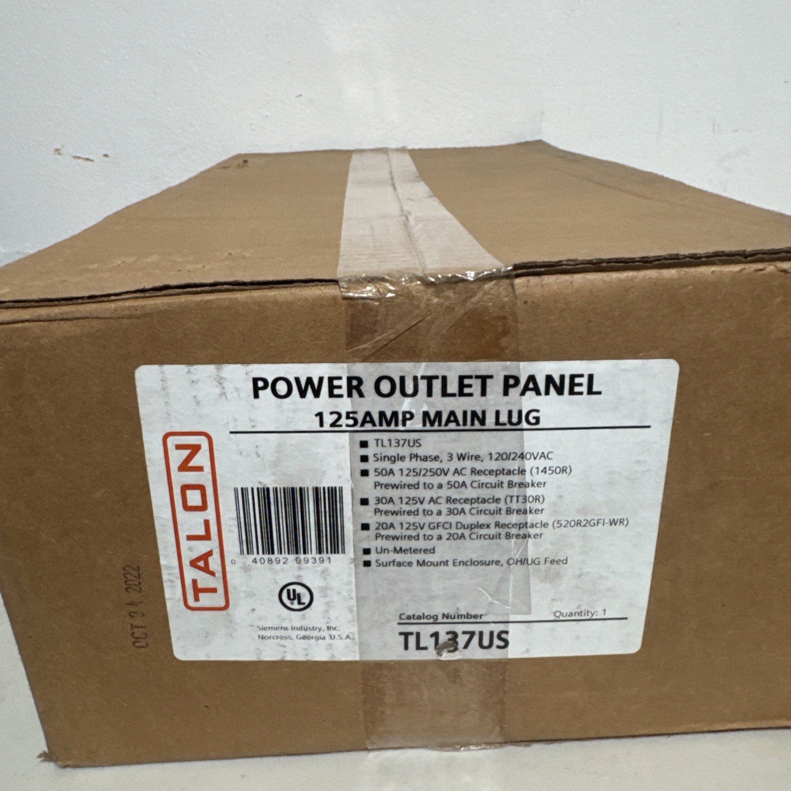 Siemens TL137US POWER OUTLET PANEL 125AMP MAIN LUG