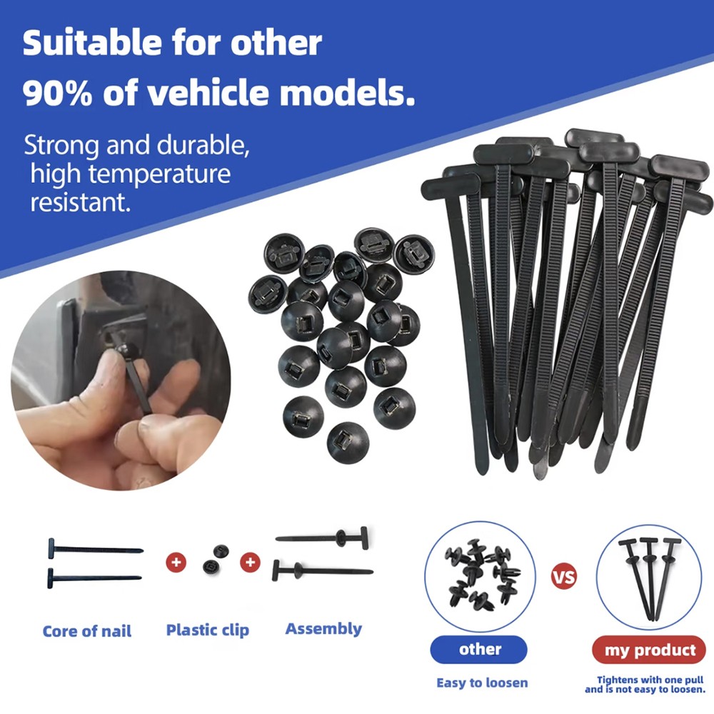 50Pcs Universal Nylon Cable Tie Buckle Heavy Duty Self Locking Zip Ties