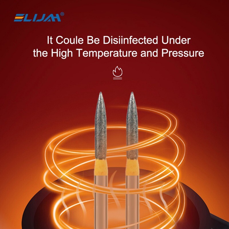 ELIJAH Bur Dental Diamond Drill Burs for High Speed Handpiece Silver 5Pcs/Pac
