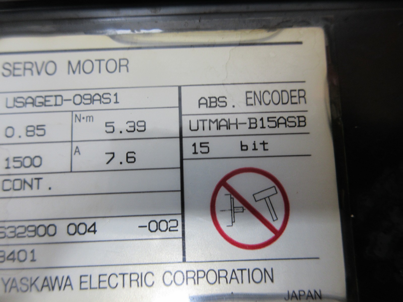 SPECIAL KITAMURA 1 CNC MILL YASKAWA SERVO MOTOR USAGED-09AS1 UTMAH-B15ASB EACH 1