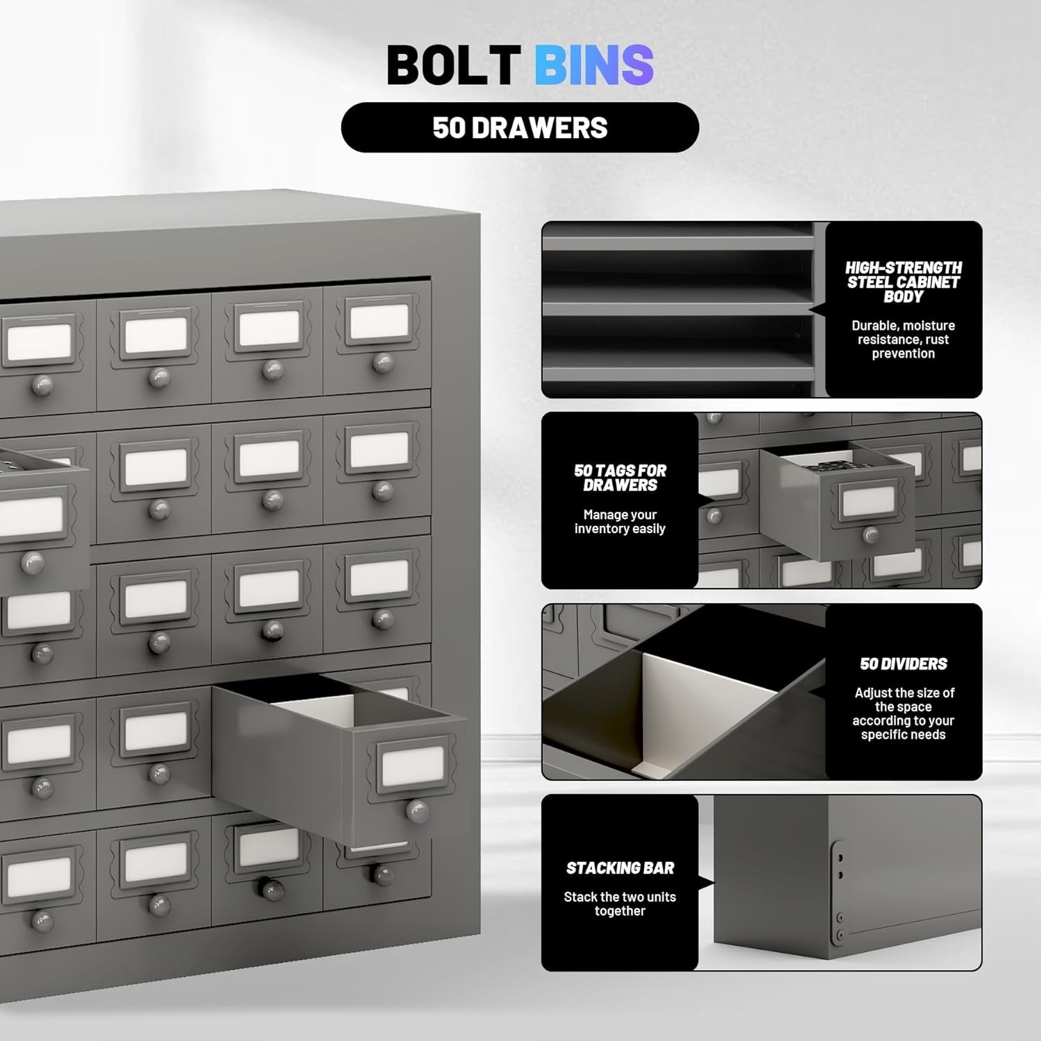 50 Drawers Metal Storage Drawer Cabinet Hardware Organization Storage Box