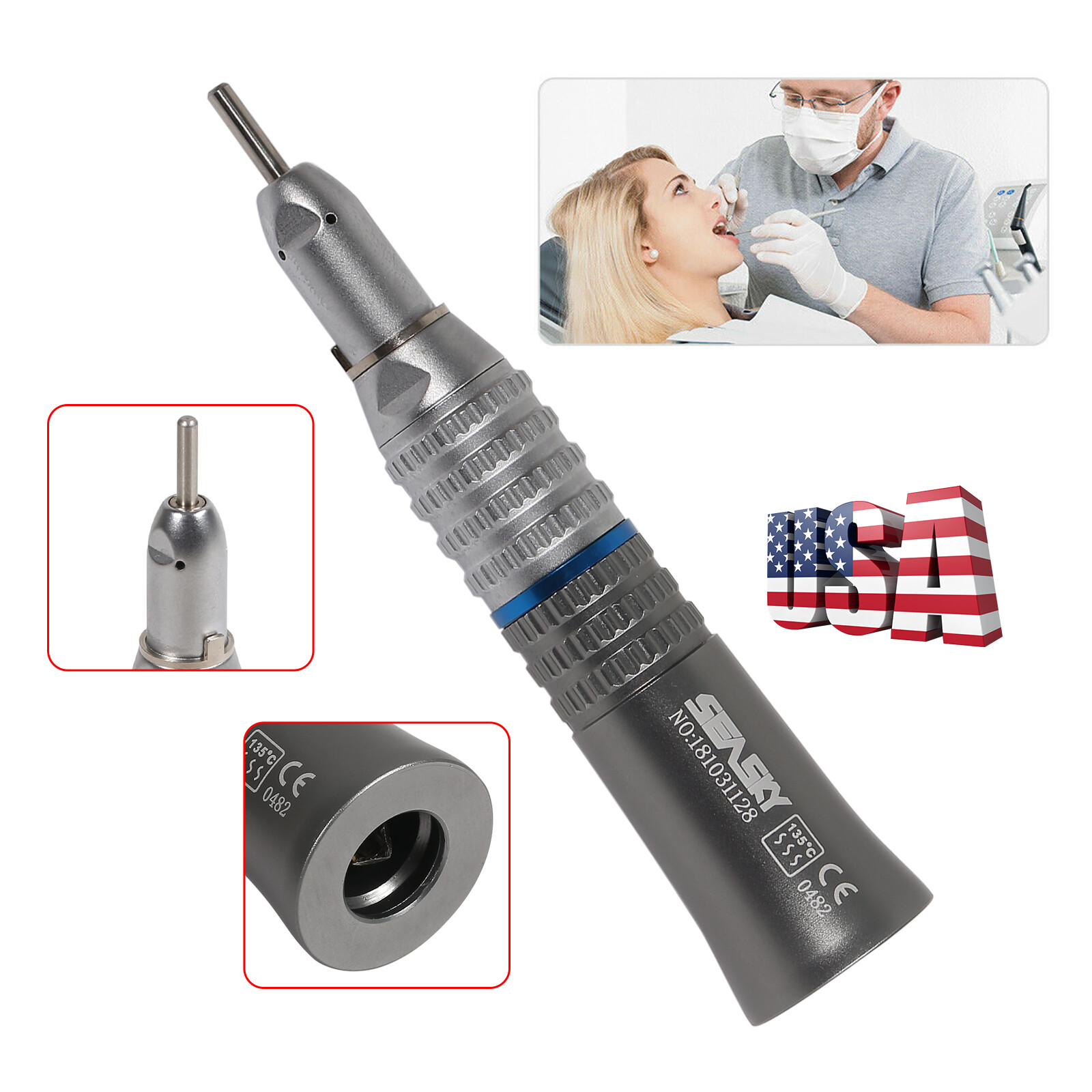 NSK Style Dental Slow Low Speed Handpiece Straight Nose Cone Seasky USA Hot SALE