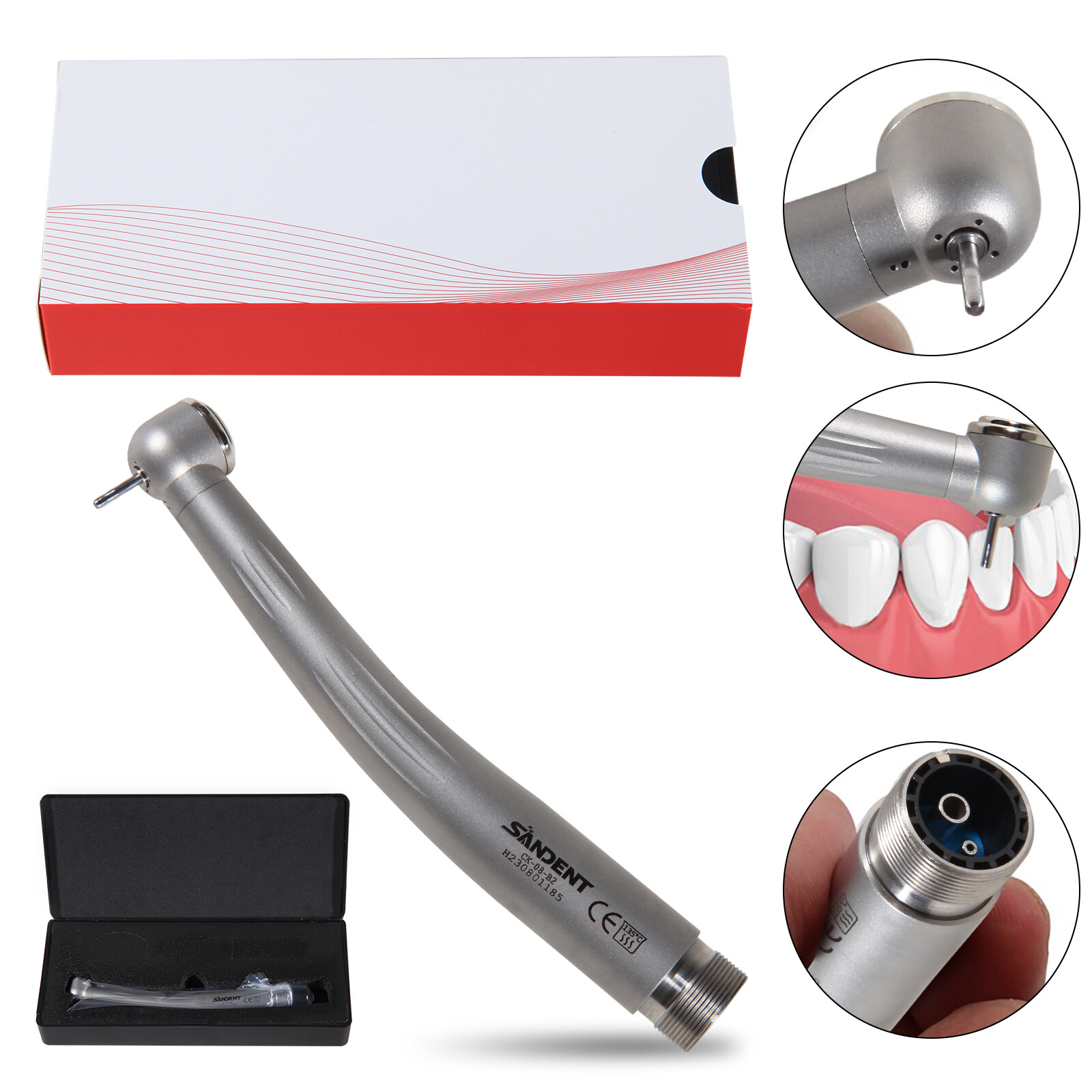 Dental High Speed Handpiece Ceramic Bearing Push Button 2 Holes Single Way Spray