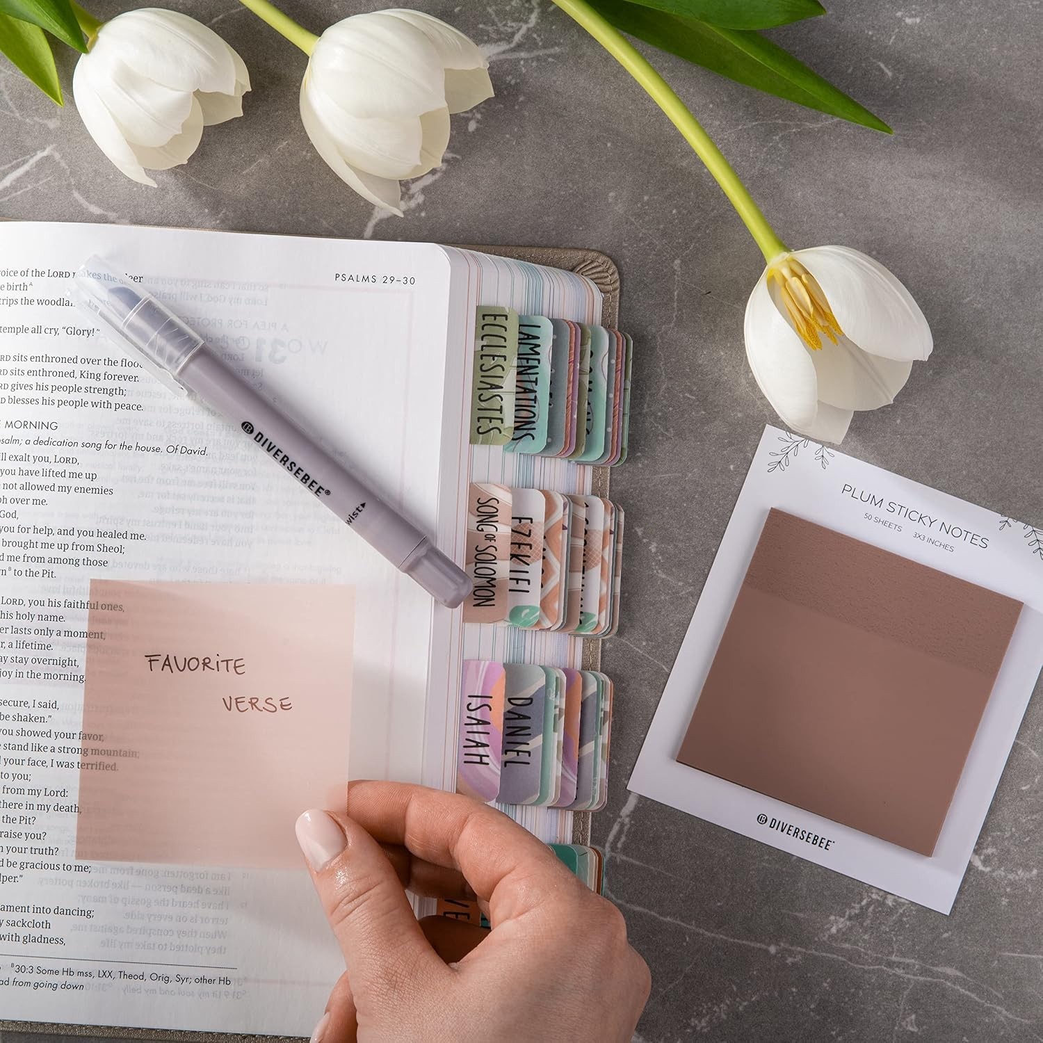 Aesthetic 50 Sheets 3×3” Clear Sticky Tabs – Ideal for Bible Journaling & More