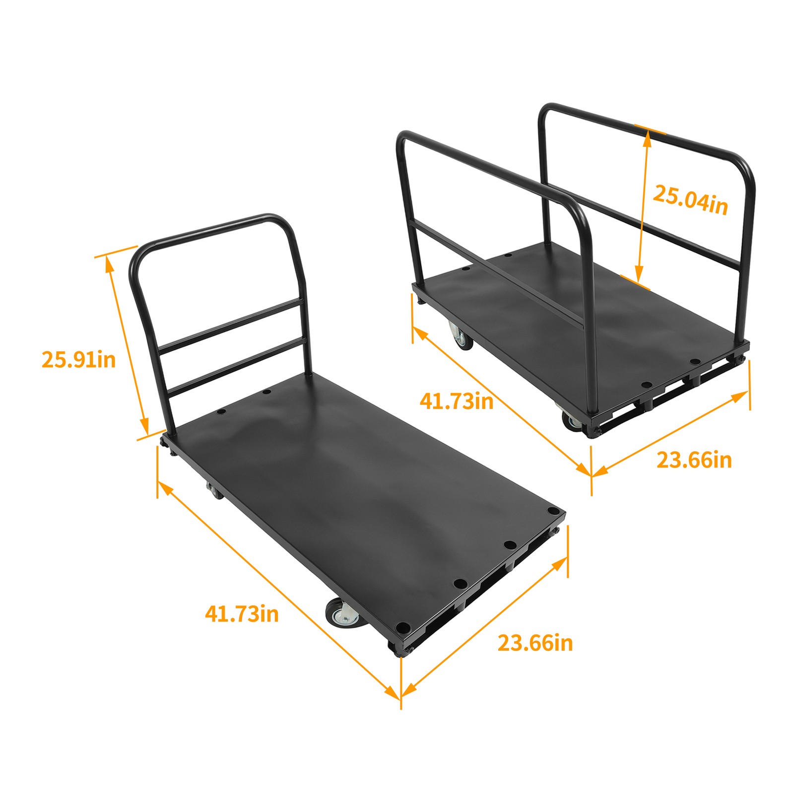 2200 lb 2- in-1 Drywall Sheet Cart, Lumber Platform Truck Dolly Cart W/4 Casters