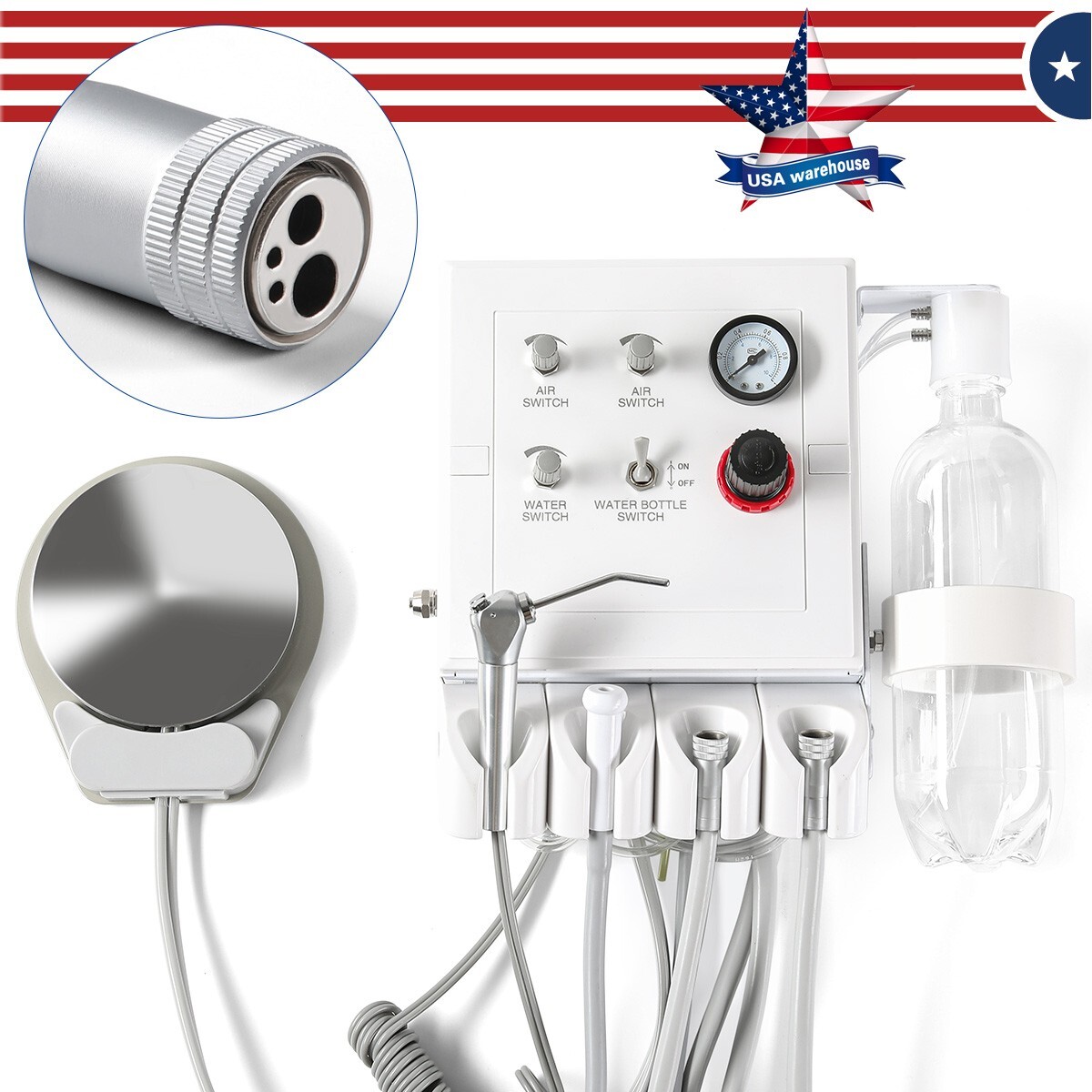 Portable Dental Turbine Unit with Weak Suction Work with Air Compressor 4Hole