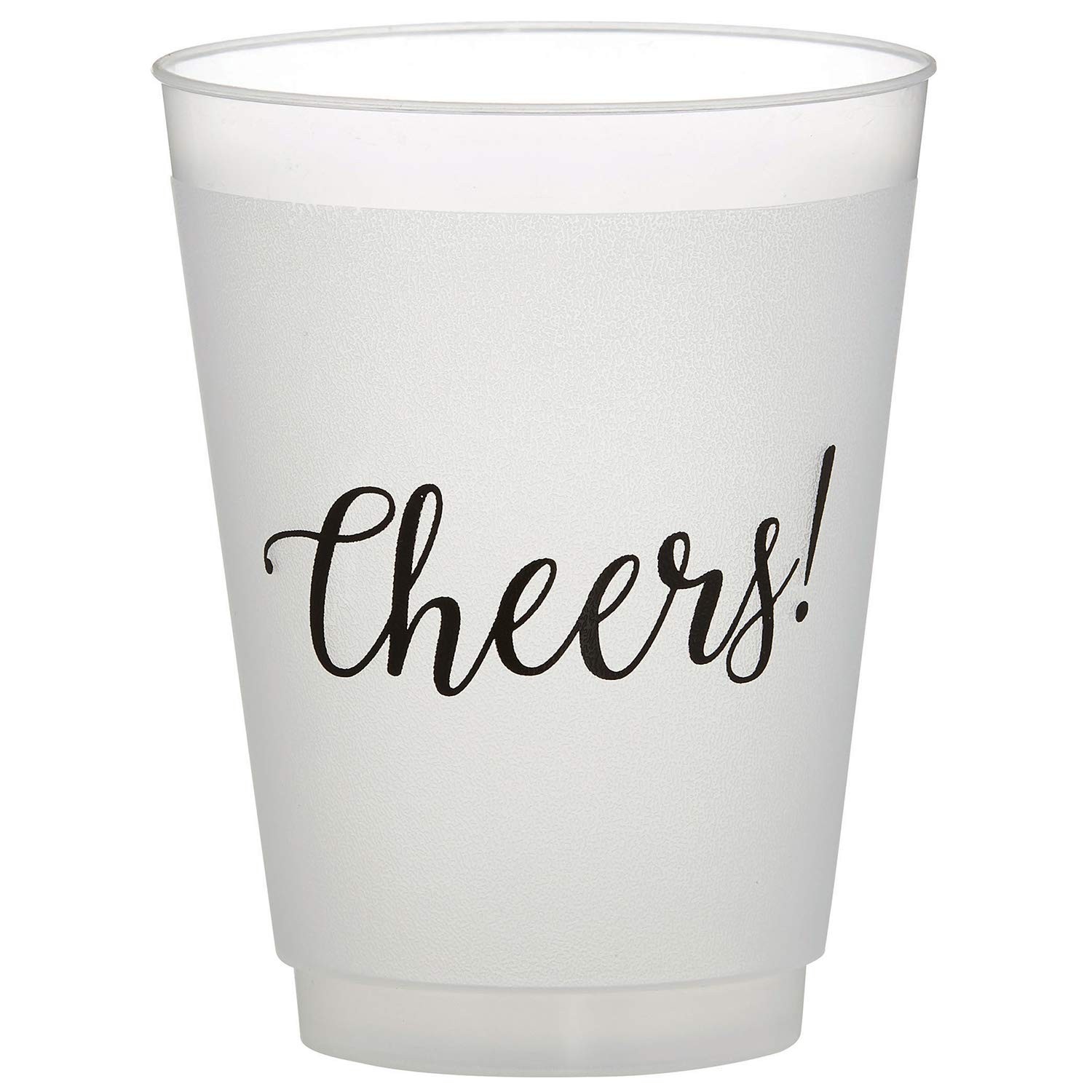 8 Count 16-Ounce Wedding Party Cups, Reusable BPA-Free Plastic, Cheers, Frost