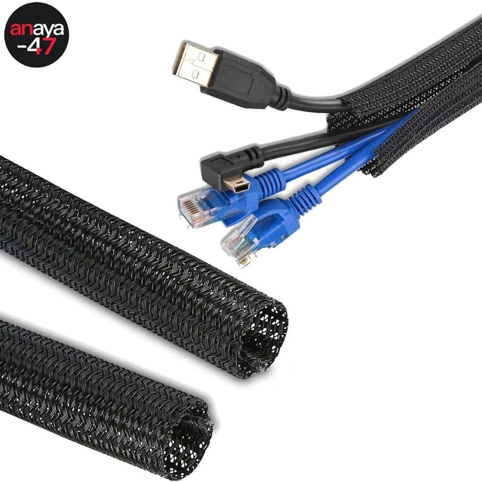 Split Braided Cable Sleeve 3MM-50MM Wire Loom Tubing Cable Management for PC Car