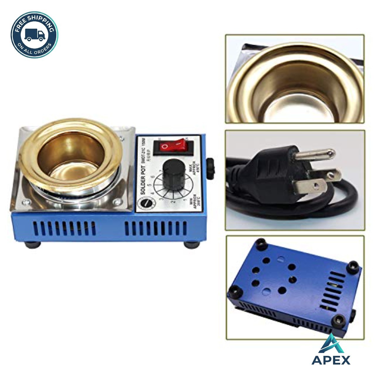 Solder Pot 50mm 110V 150W Lead-Free 500g Capacity Adjustable Temperature Tin