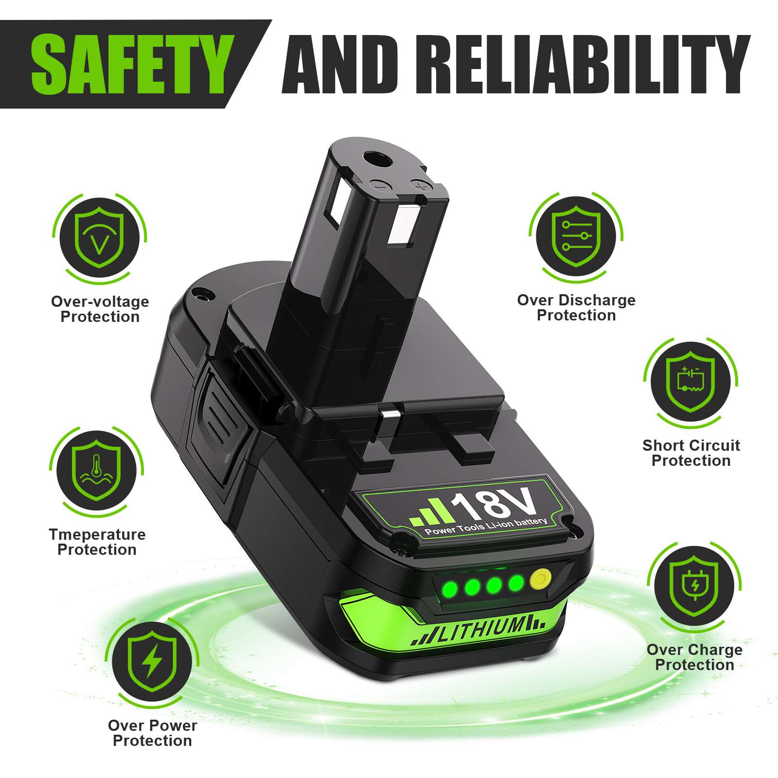 2Pack 18V 3.6Ah Lithium P102 Battery For P104 P105 P108 P109 RB18L25 For Ryobi