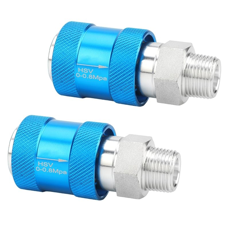 2 PCS HSV08 Aluminum G1/4 Inch Thread Pneumatic Flow Control Manual Valve