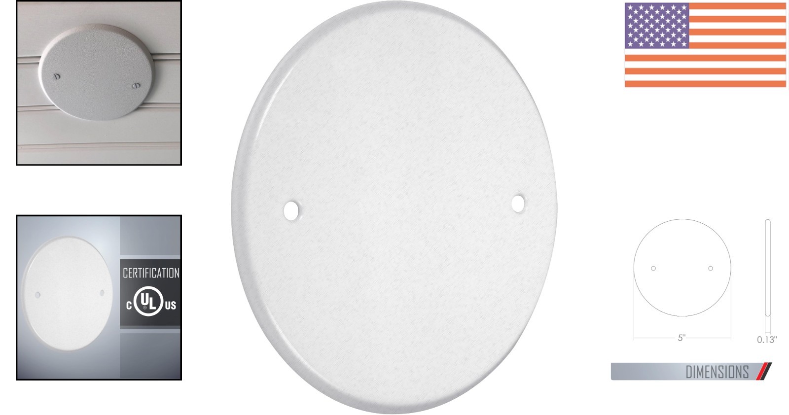 4-Inch Box Mount Round Blank Plate in White – Durable and Paintable