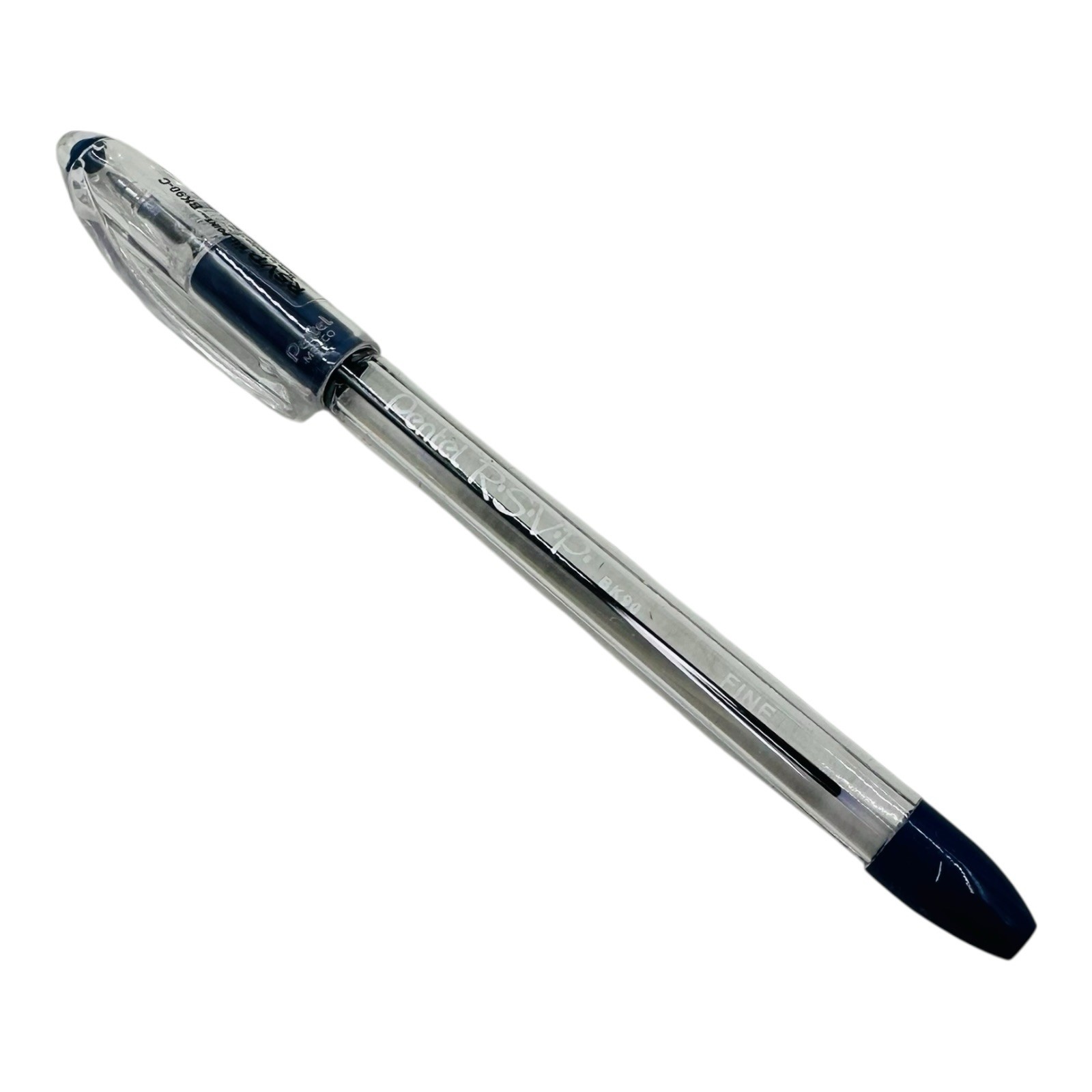 12 Pens Pentel RSVP Blue Ink Ballpoint Pens Stick Pen 0.7mm Fine Point