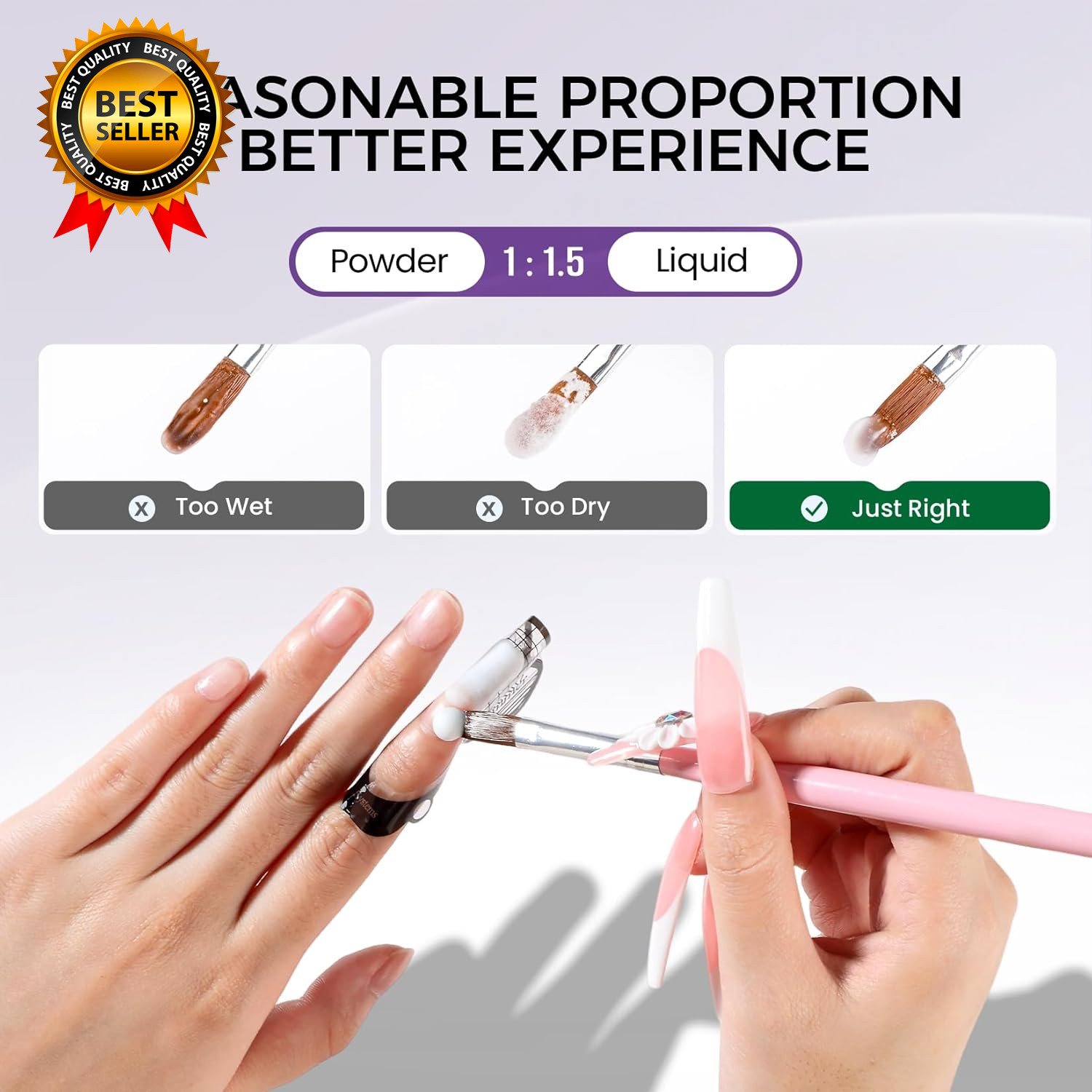 Acrylic Nail Kit 30G Clear Acrylic Powder and 75Ml Liquid Set with Nail