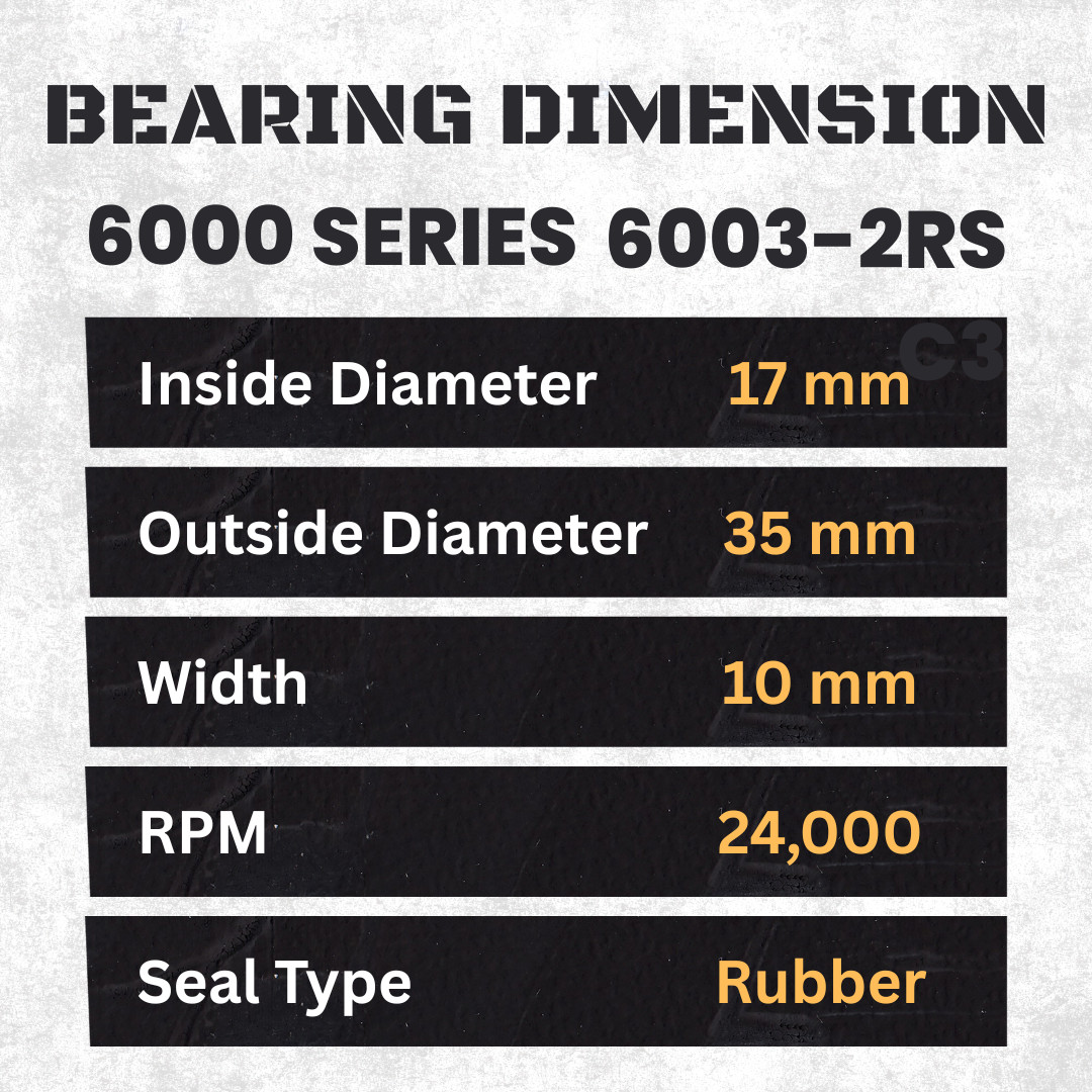 10 pcs BearMAX 6003-2RS C3 EMQ 17x35x10mm Rubber Seal DG Ball Bearings 60032RS