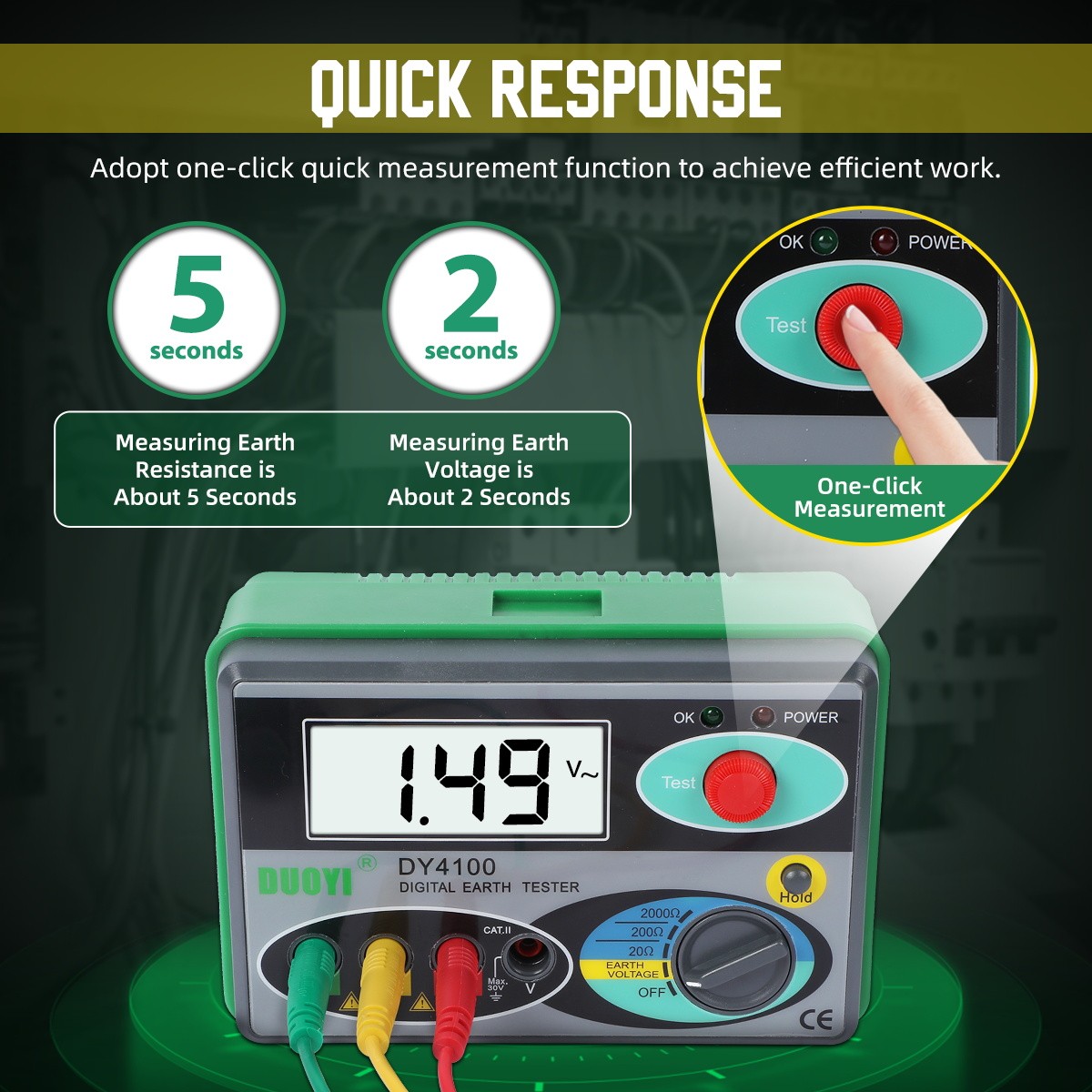 Digital Resistance Meter Megohmmeter Ground Earth Insulation Tester 0 – 2000 ohm