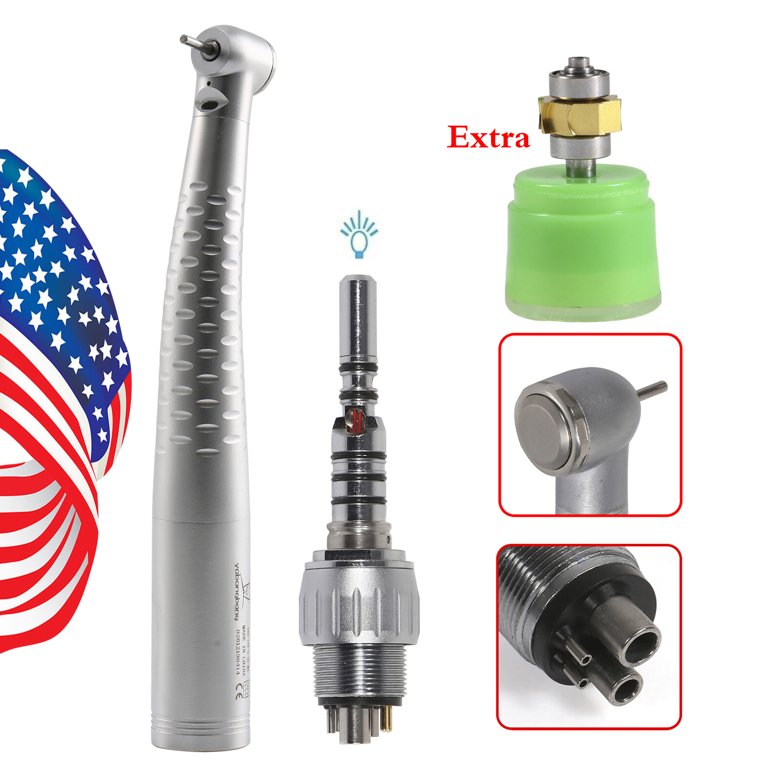 1-10 KaV Style Dental Fiber Optic High Speed Handpiece 6Hole LED Coupler /Rotor