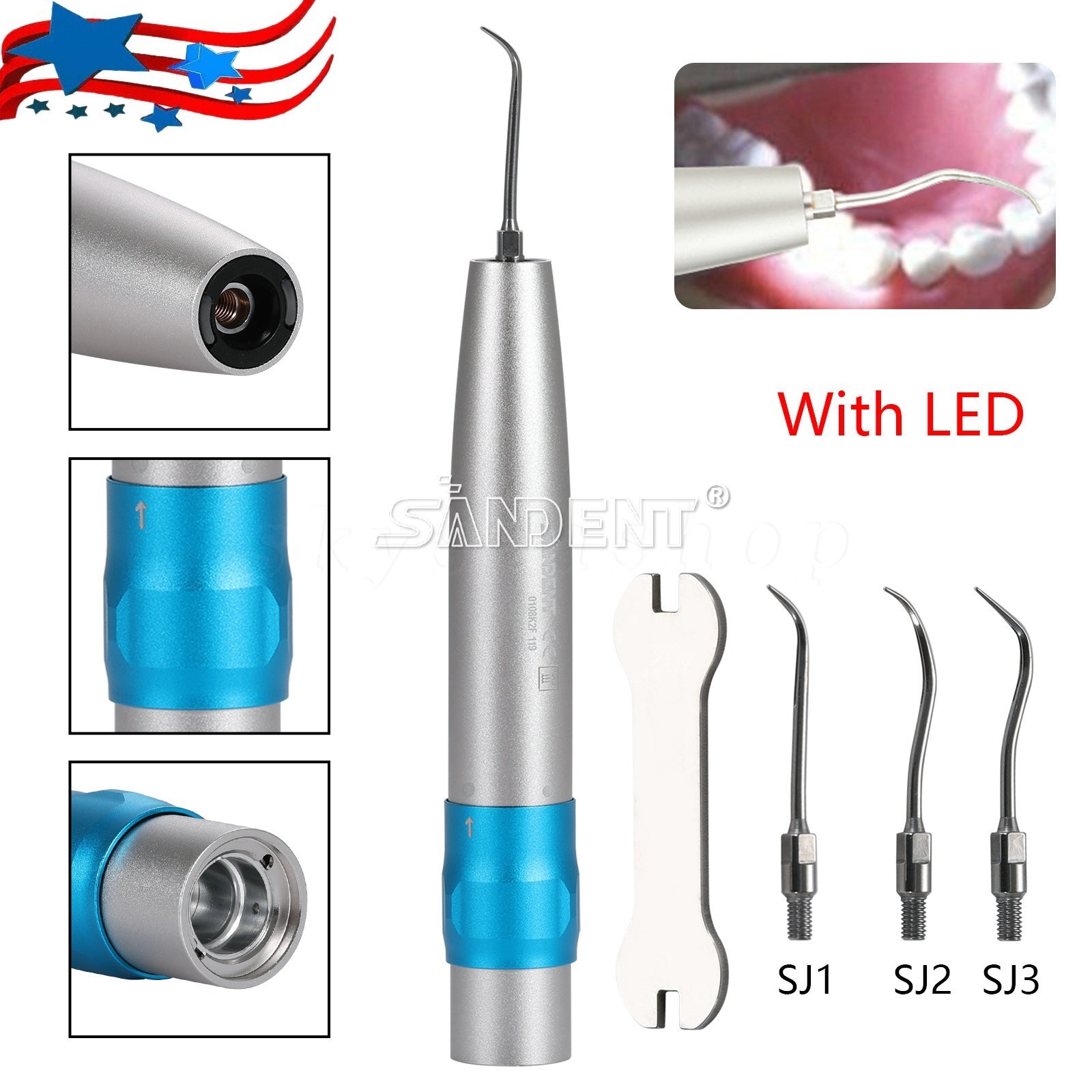 Dental LED Air Scaler Handpiece Sonic L Fiber Optic / Quick Coupling fit KAV