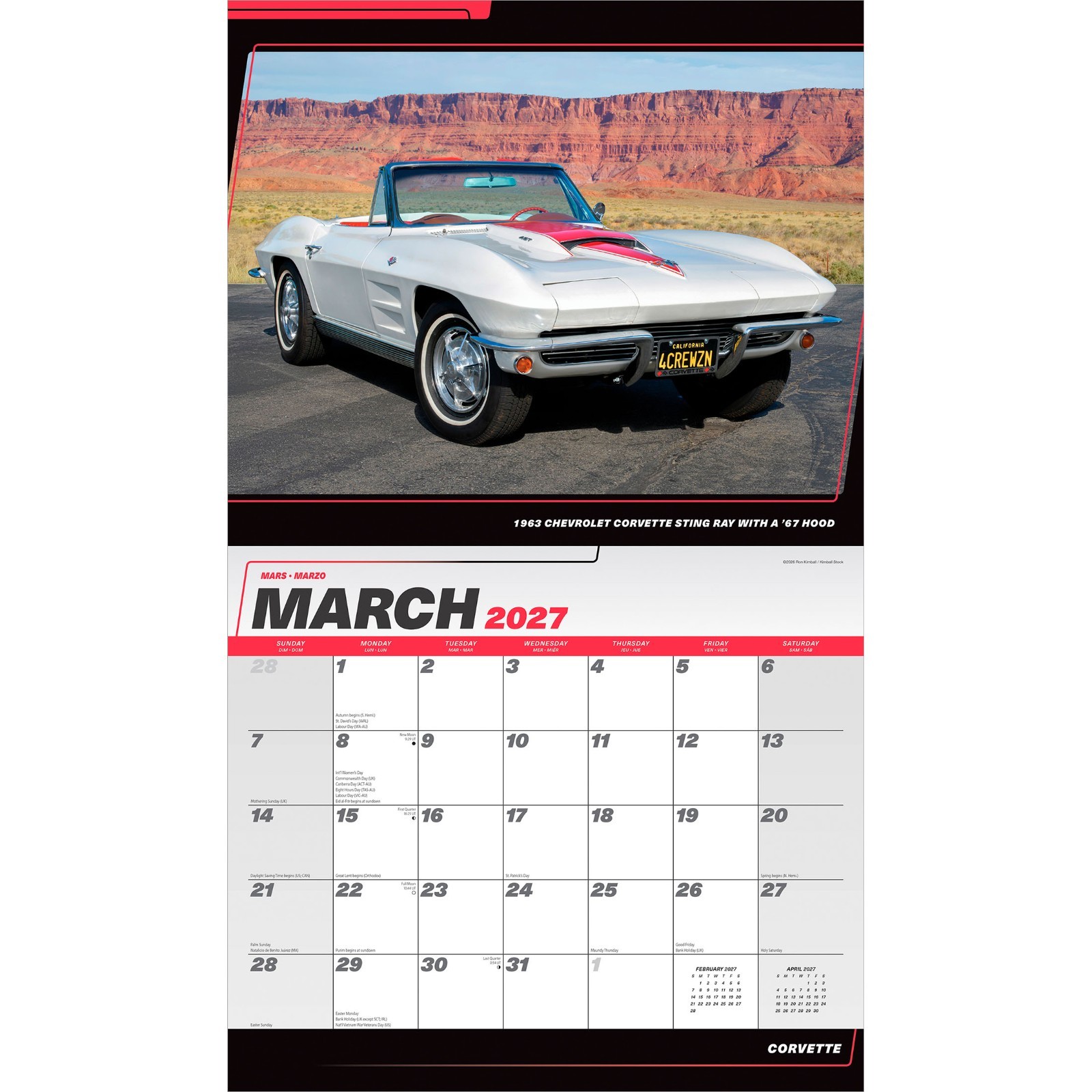 Corvette OFFICIAL | 2027 14×24″ (Hanging) Deluxe Wall Calendar