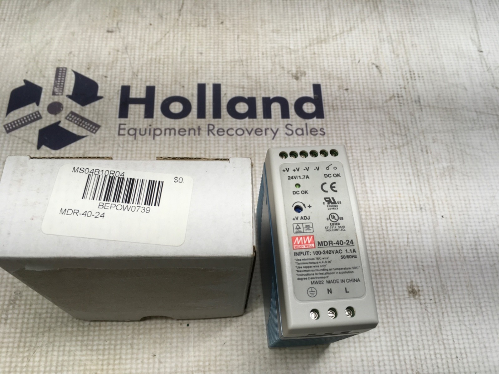 Mean well power supply, MDR-40-24, input 100-240VAC, NOS, LG-4378