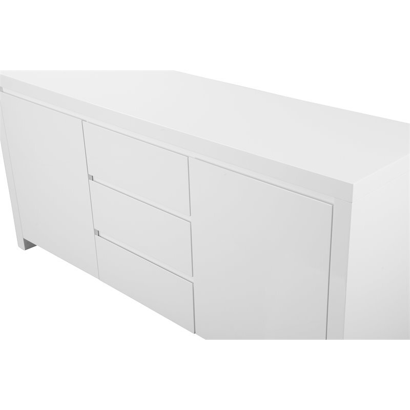 Pangea Home Bowa Modern High Gloss Lacquer Wood Buffet in White