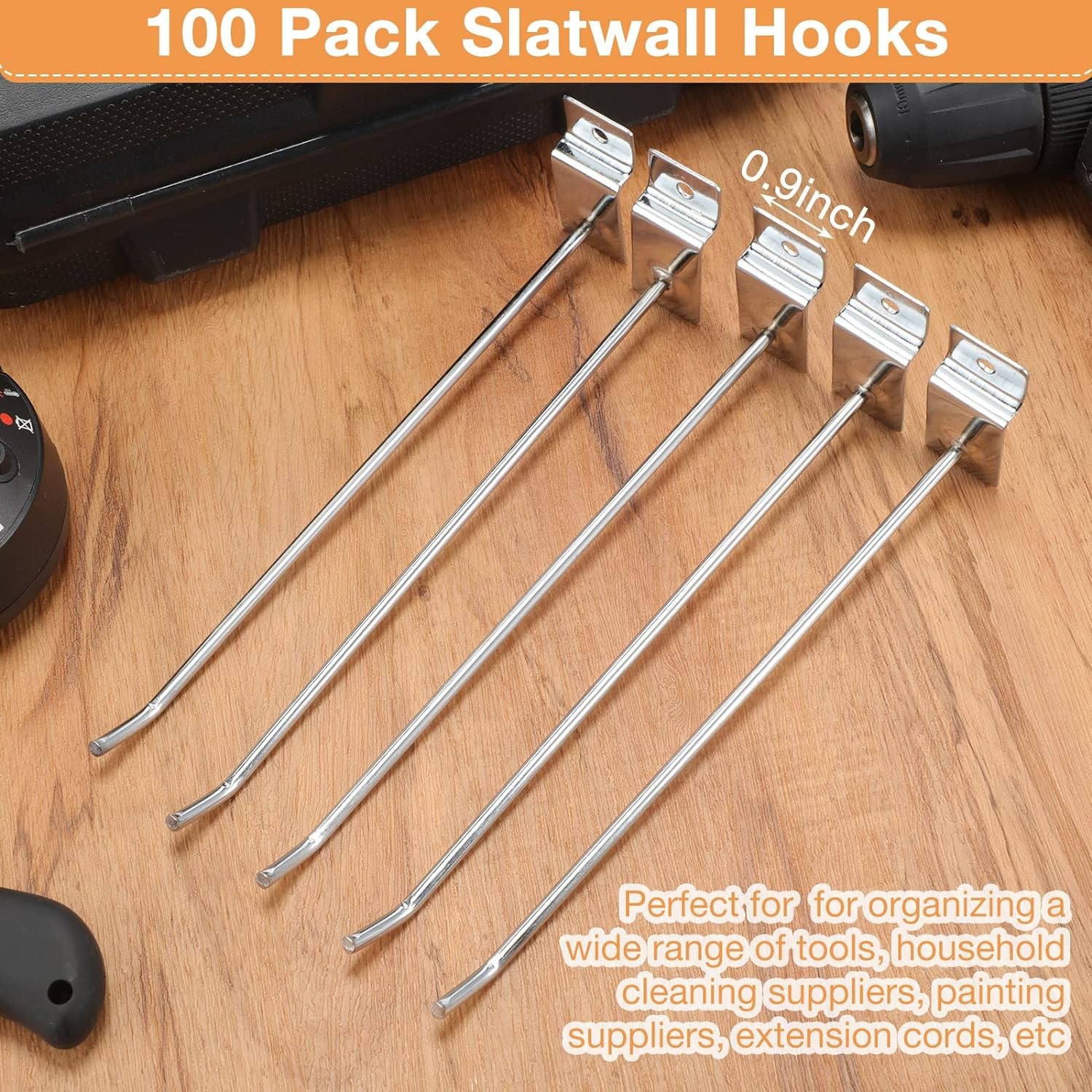100 PCS 10 Inch Silver Slatwall Hooks Slat Wall Gridwall Panel Slat Wall Hooks