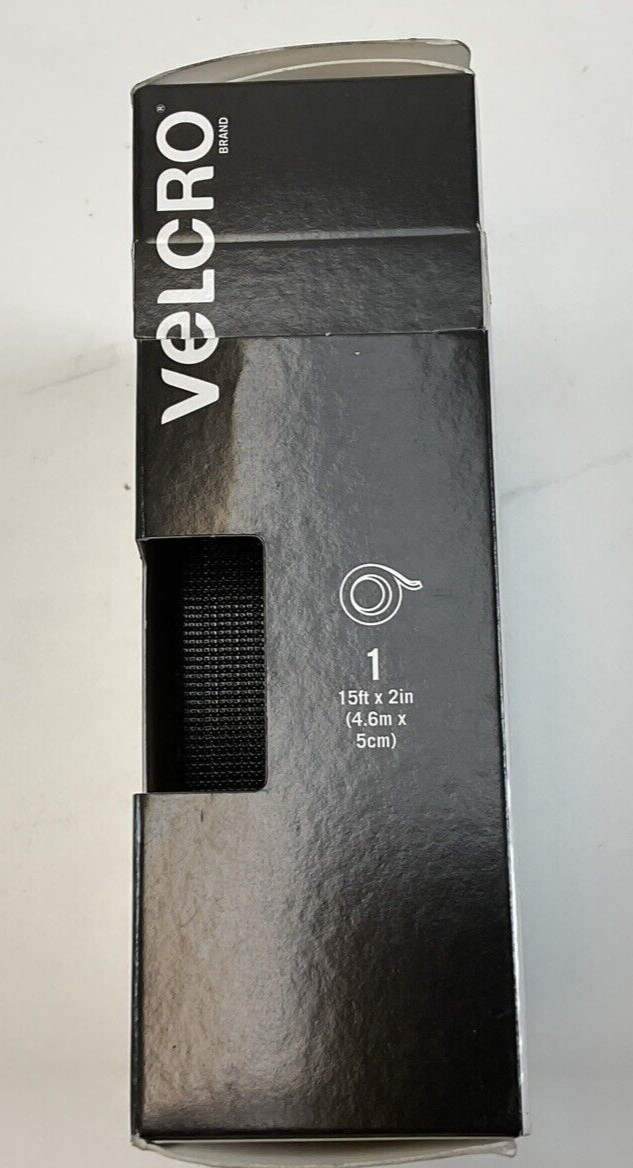 NEW Black Velcro Industrial Sticky Fastner Tape 15′ X 2″ Molded Hook & Loop