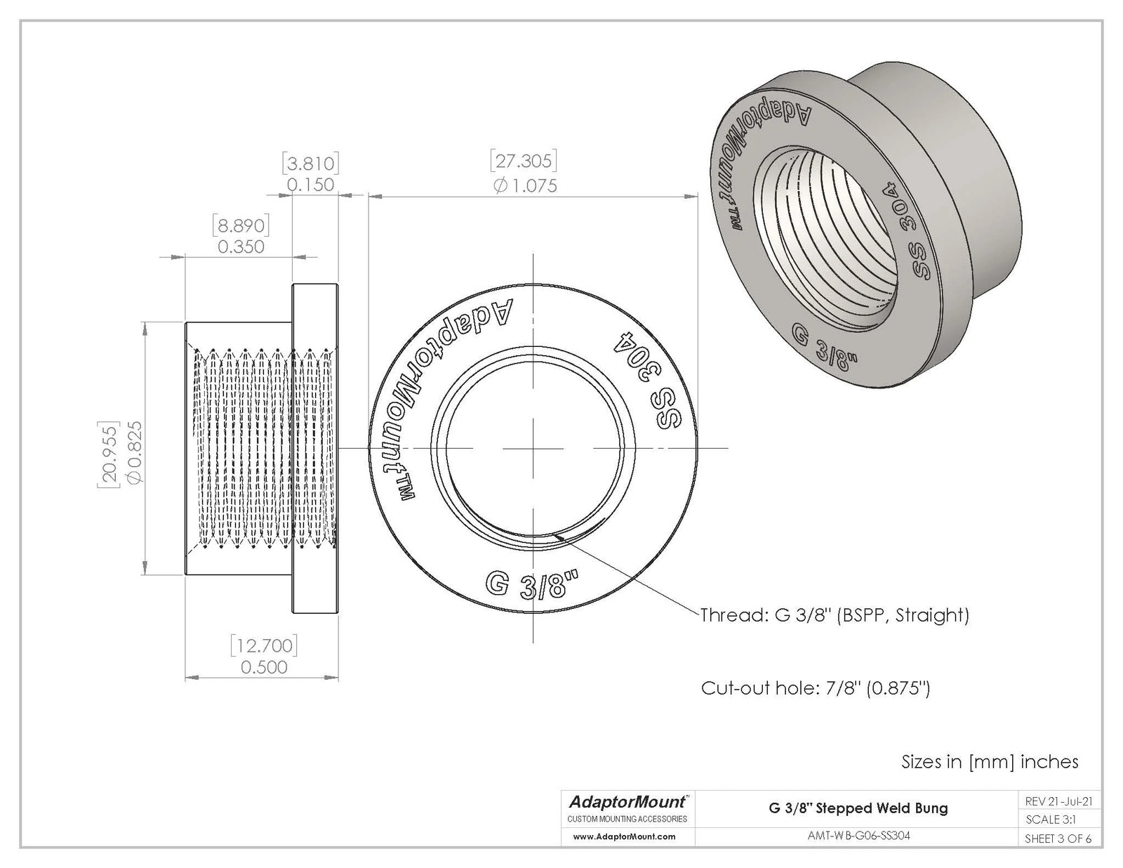 WB-G06 Weld Bung (G 3/8″)
