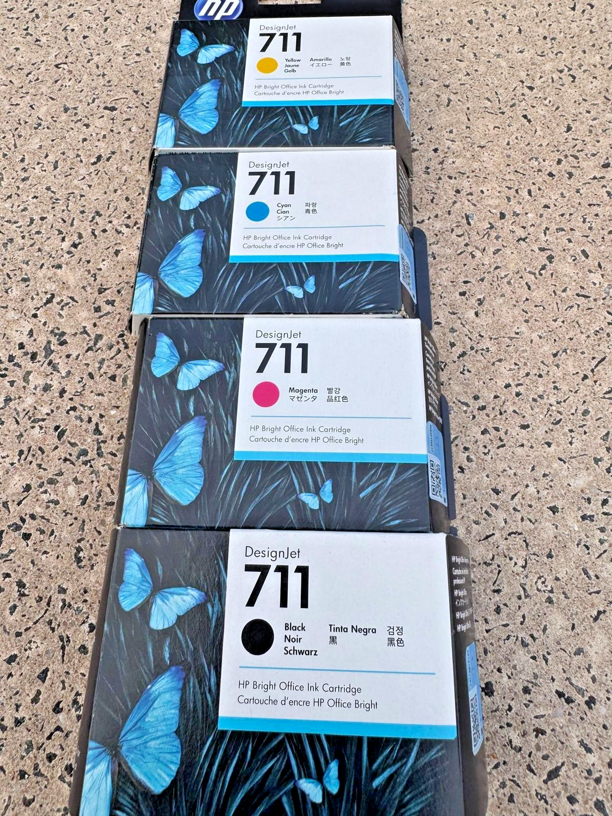 GENUINE SET 4 HP 711 INKS DESIGNJET T120 T520 Exp. 02/2025