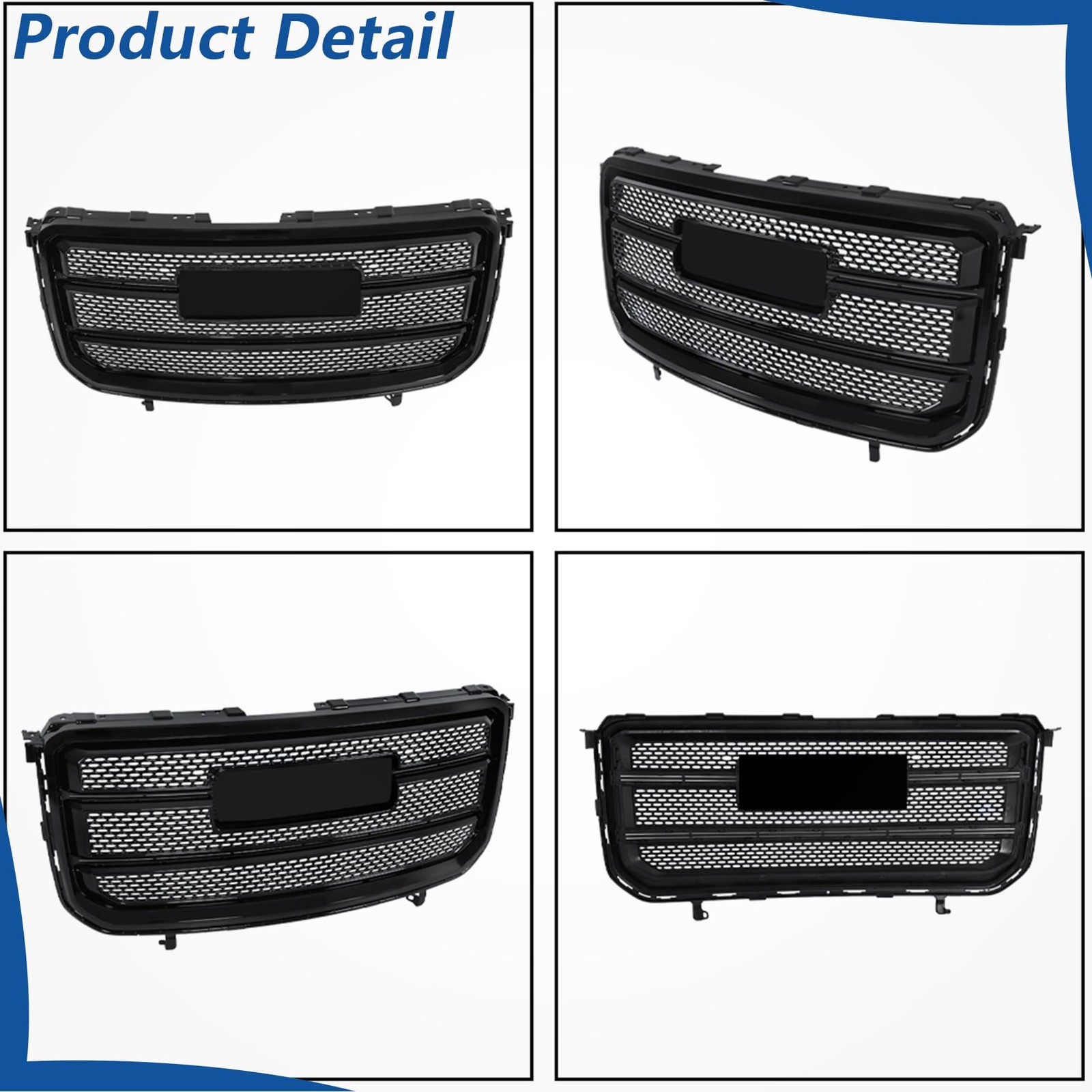 Glossy Black Front Bumper Grille Upper Mesh Style for Acadia Denali 2013-2016