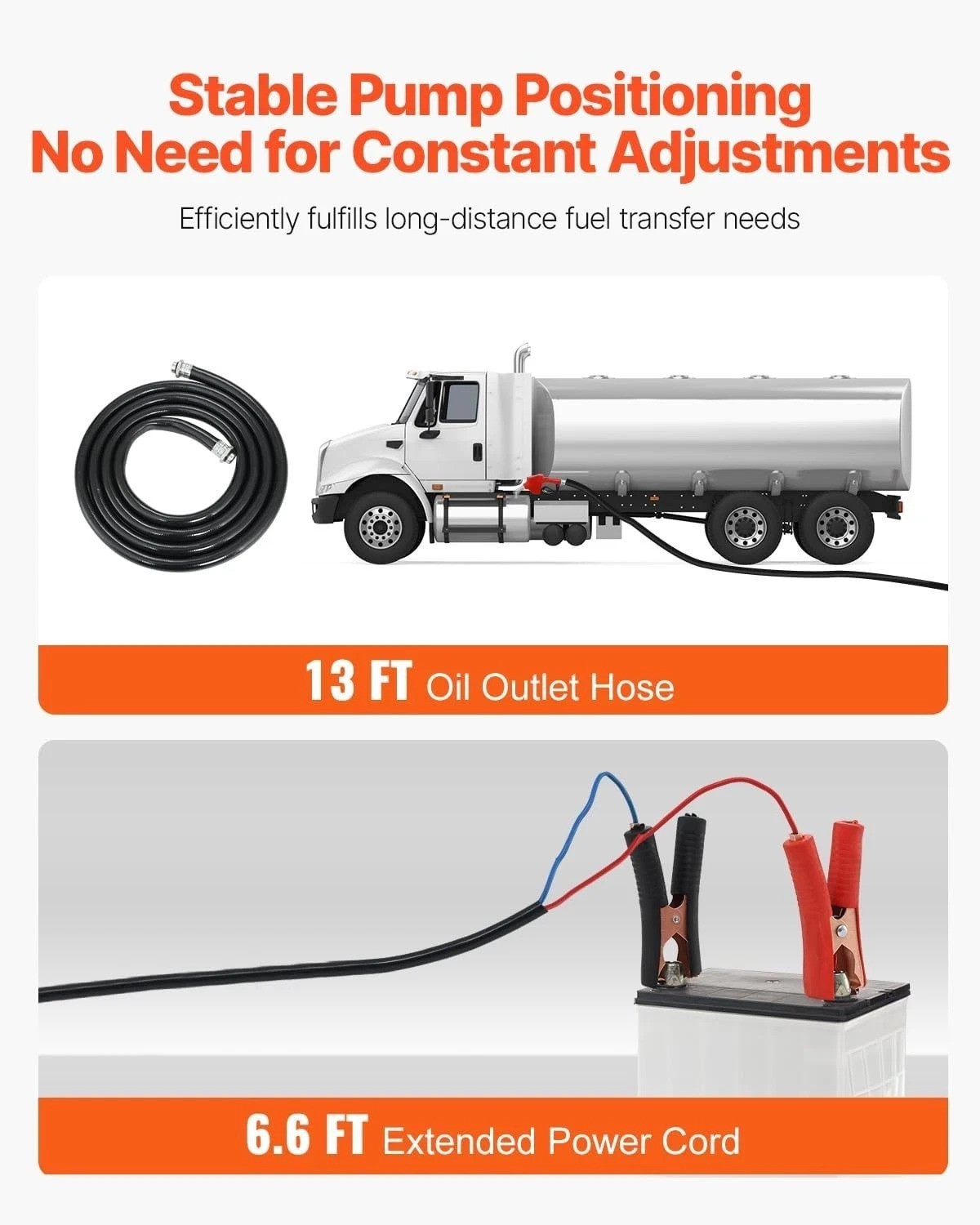 12V DC Fuel Transfer Pump – 10 GPM, Auto Shut-off, Portable, Tractor Use