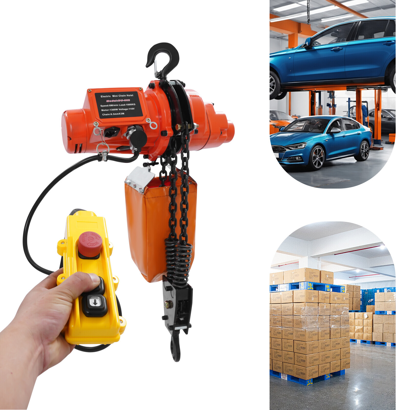 2200lbs/1Ton Electric Chain Hoist Chain Crane Hoist 3m/9.84ft Lifting