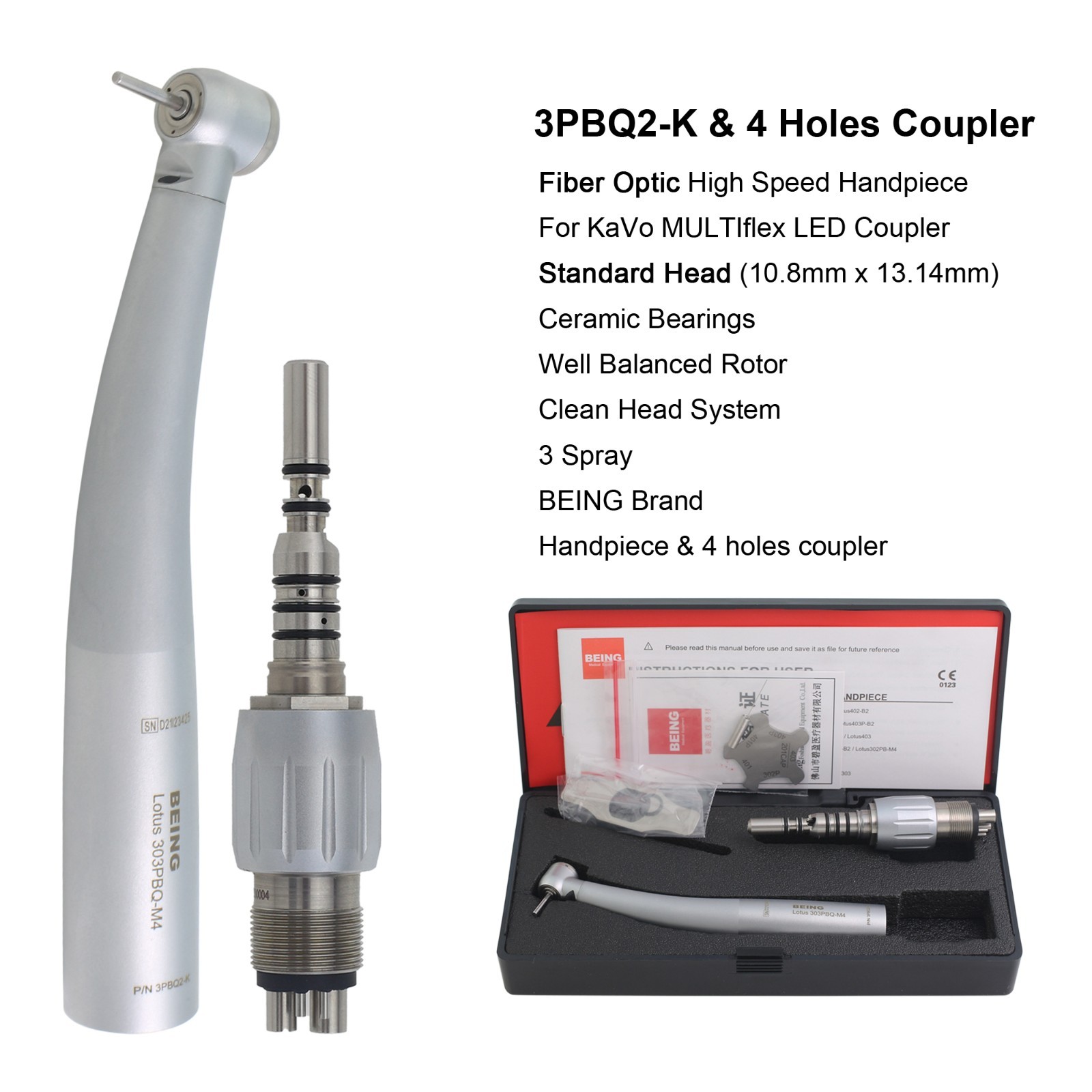 BEING Dental High Speed Handpiece Surgical 45° Fiber Optic For KaVo MULTIflex