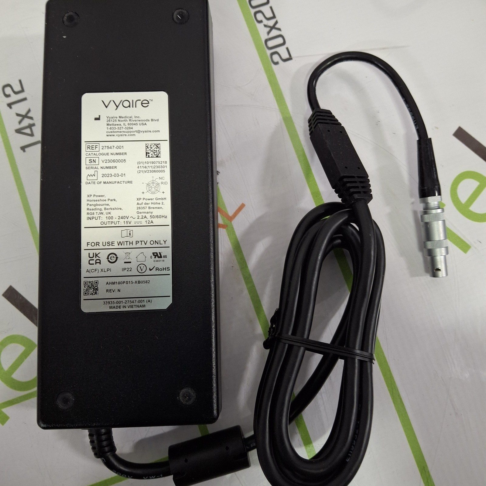 Vyaire Medical 12103-001 PTV AC Power Adapter