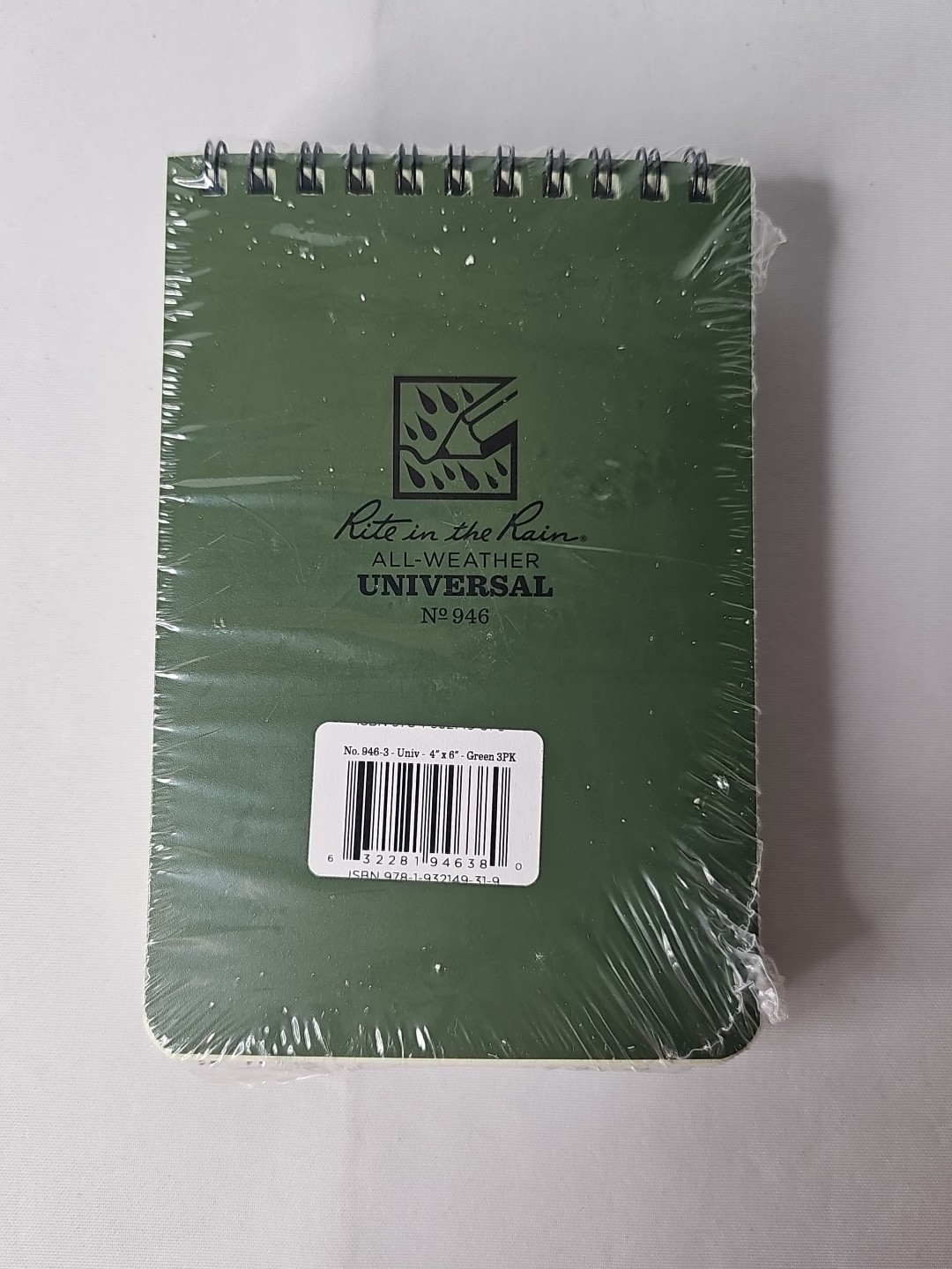 Rite in the Rain Top Spiral Notebook 3″ x 5″ Green Polydura All Weather 3 Pack