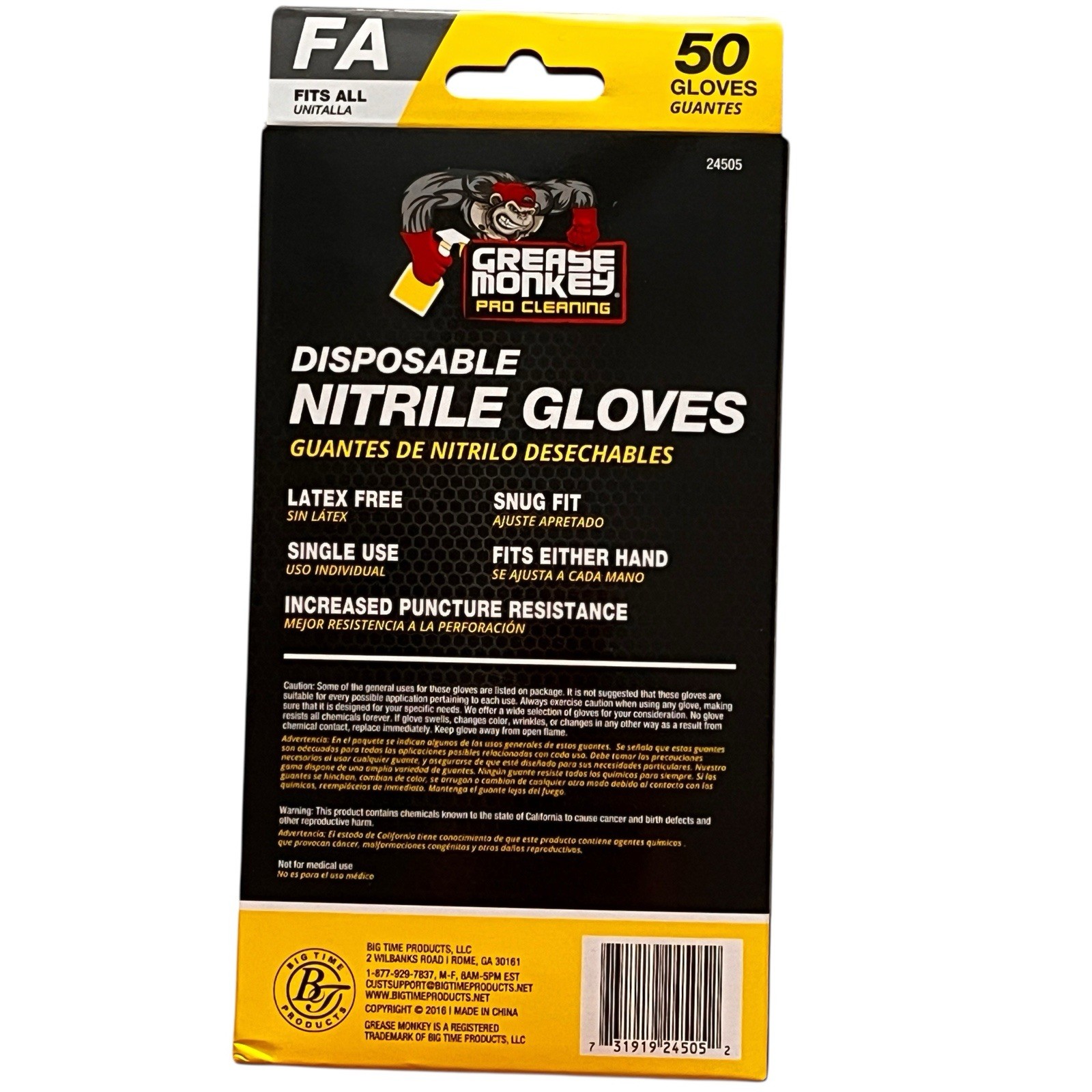 Grease Monkey Pro Cleaning Latex Free Nitrile Gloves Box of 50 Gloves NEW