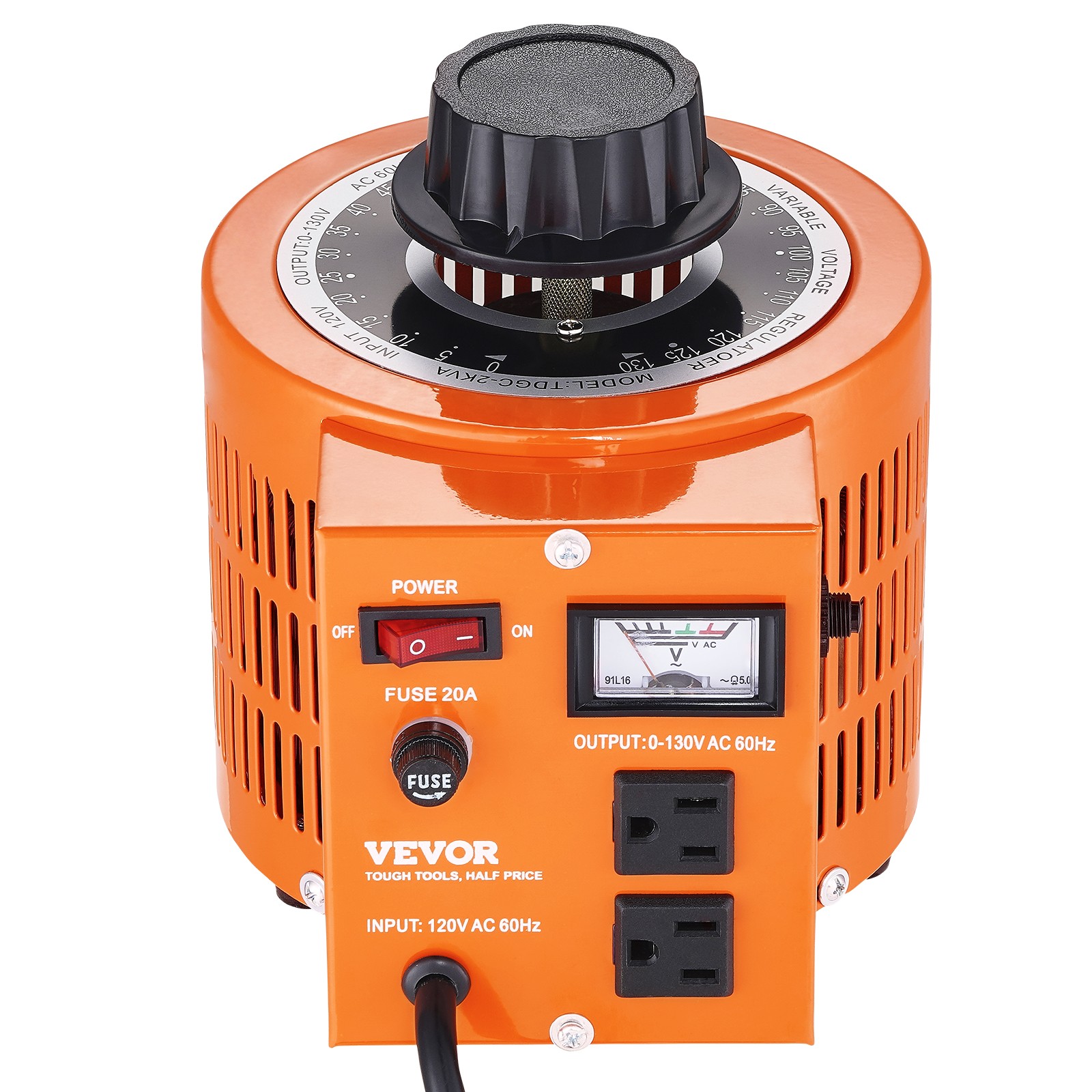 20Amp Variac Transformer Variable AC Voltage Regulator Metered 2000VA 0-130V